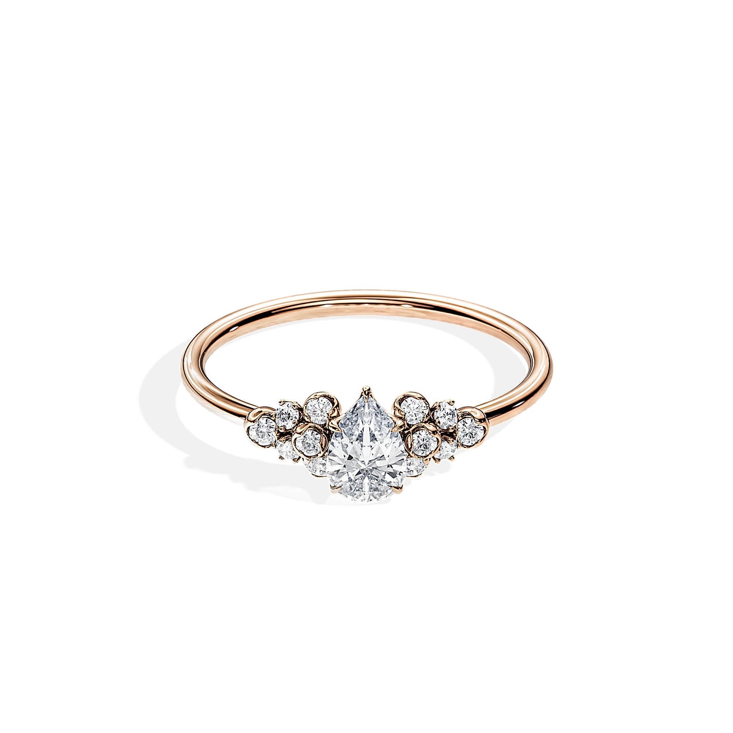 0.50 CT Pear Cut Moissanite Cluster Engagement Ring