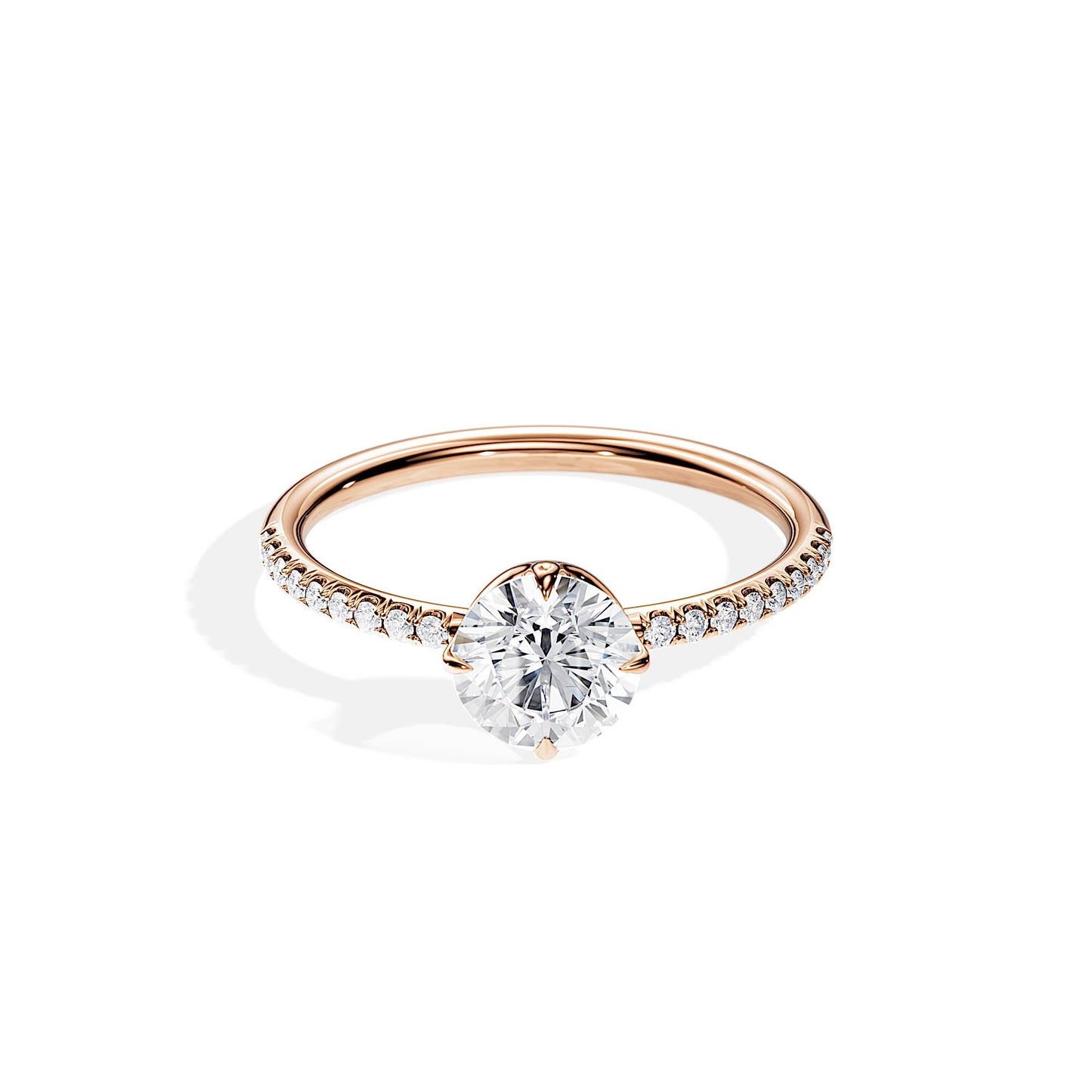 1.0 CT Round Cut Pave Setting Moissanite Engagement Ring