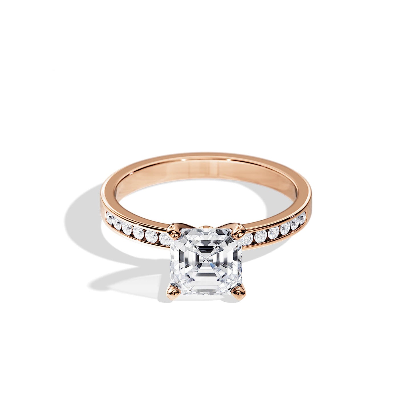 1.30 CT Asscher Cut Moissanite pave setting Engagement Ring