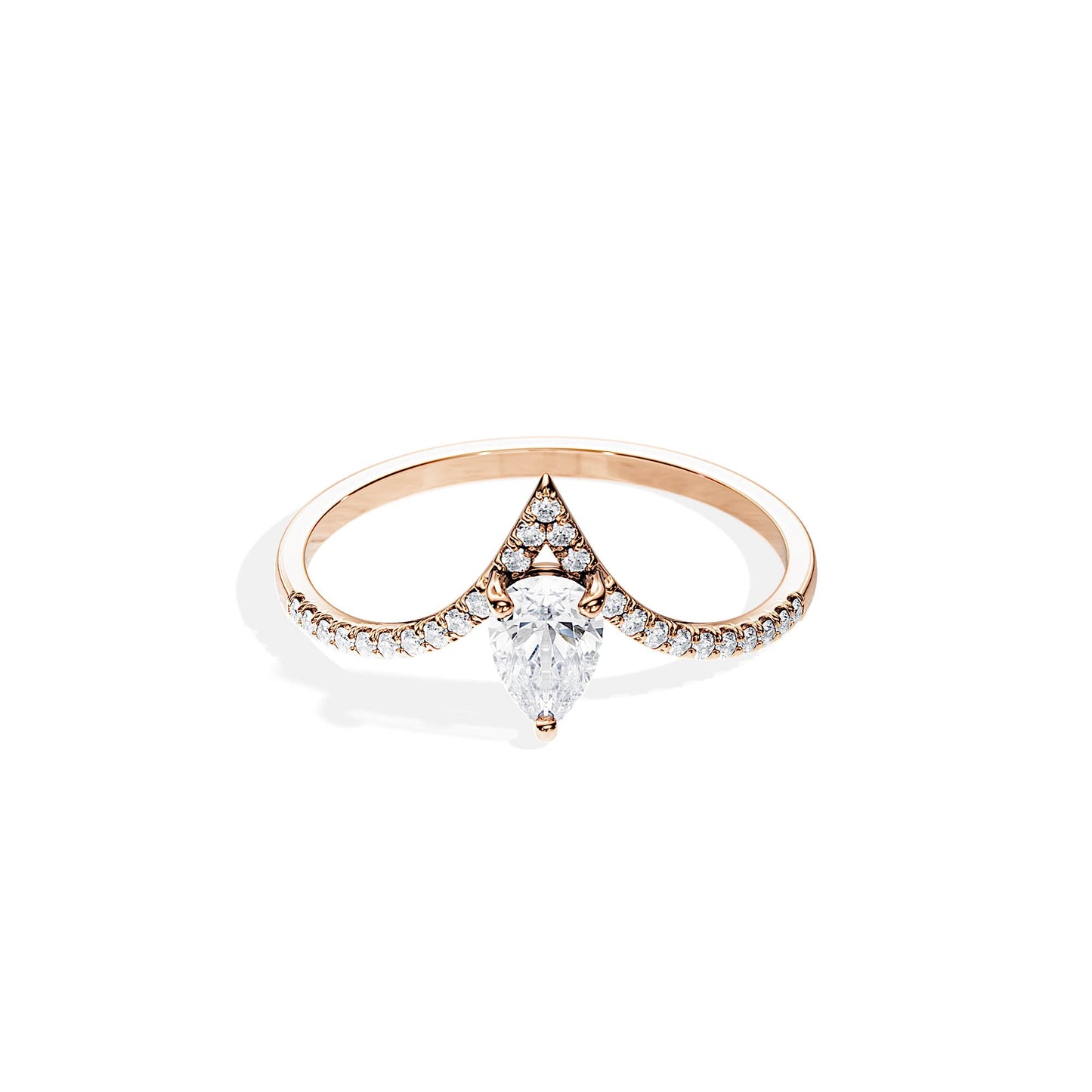 0.50 CT Pear Cut Moissanite Chevron Setting Engagement Ring