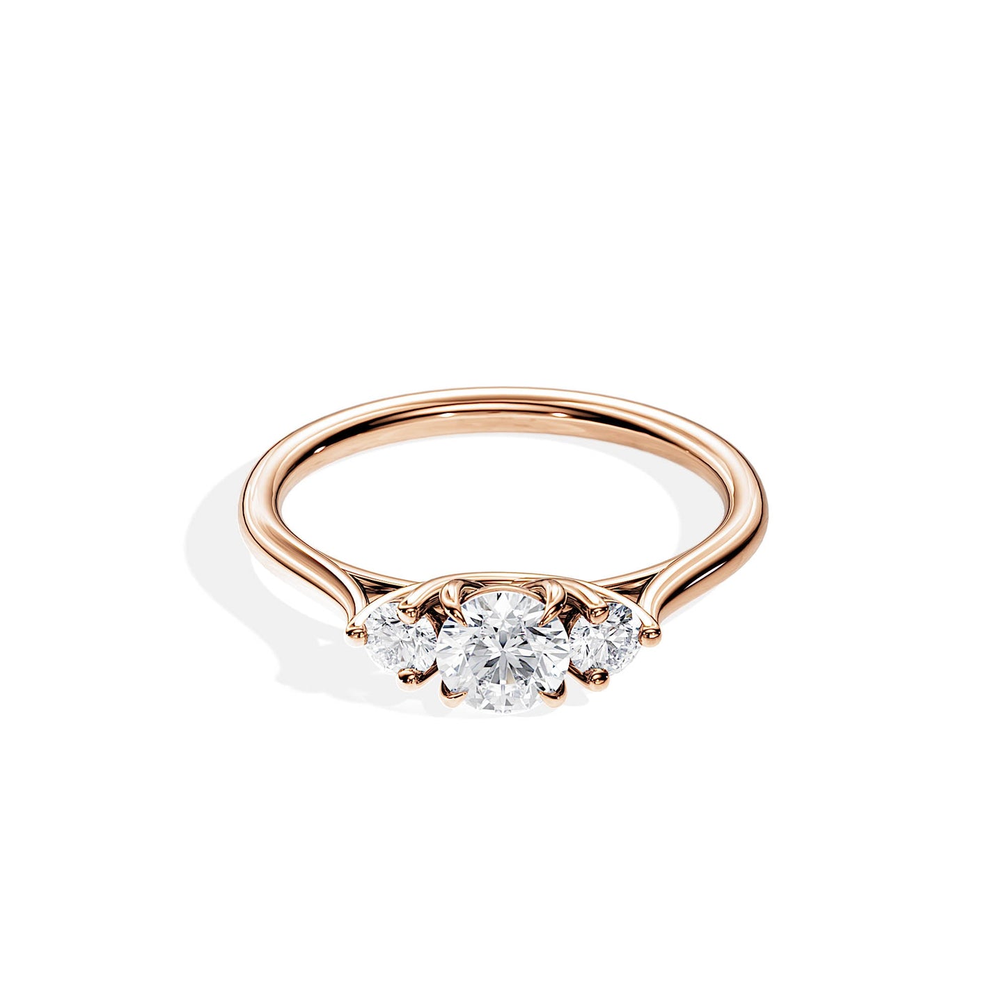 0.50 CT Round Cut Moissanite Three Stone Style Engagement Ring