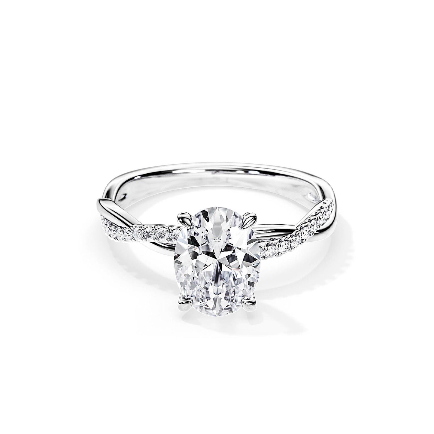 3.0 CT Oval Cut Moissanite Twisted Engagement Ring