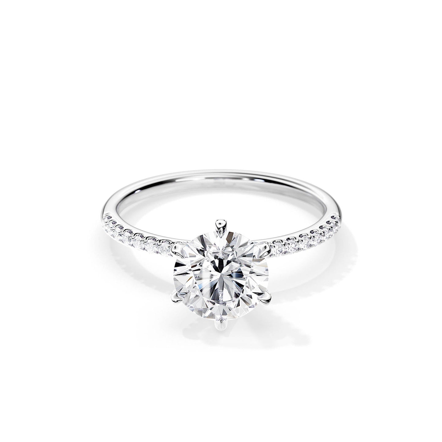 2.0 CT Round Cut Moissanite Pave Setting Engagement Ring