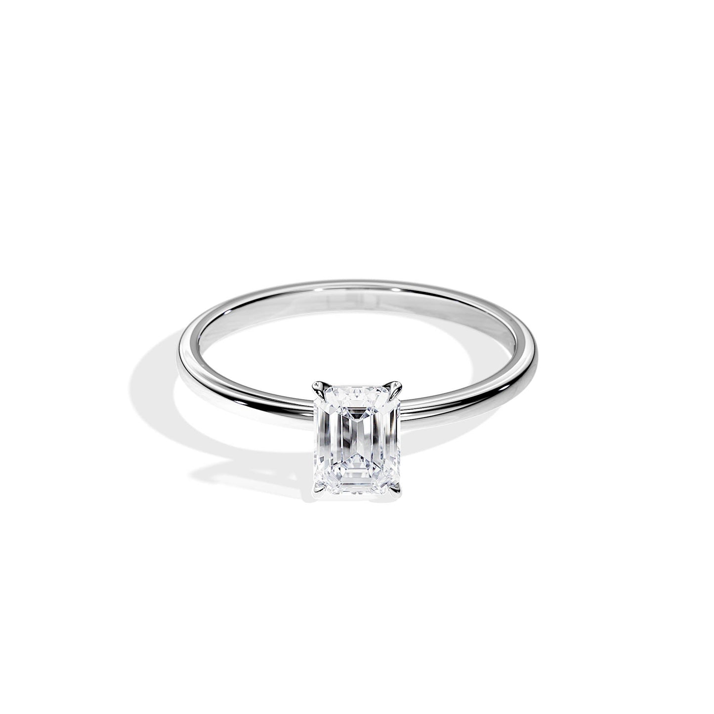 1.0 CT Emerald Moissanite Solitaire Engagement Ring