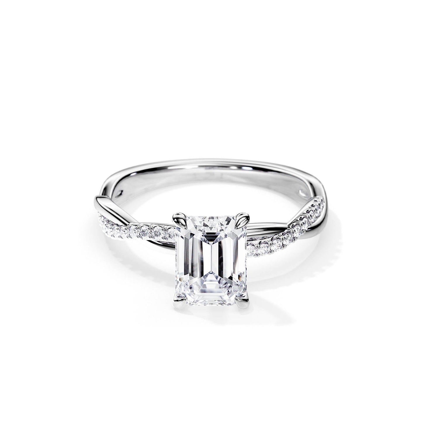2.50 CT Emerald Cut Moissanite Twisted Engagement Ring