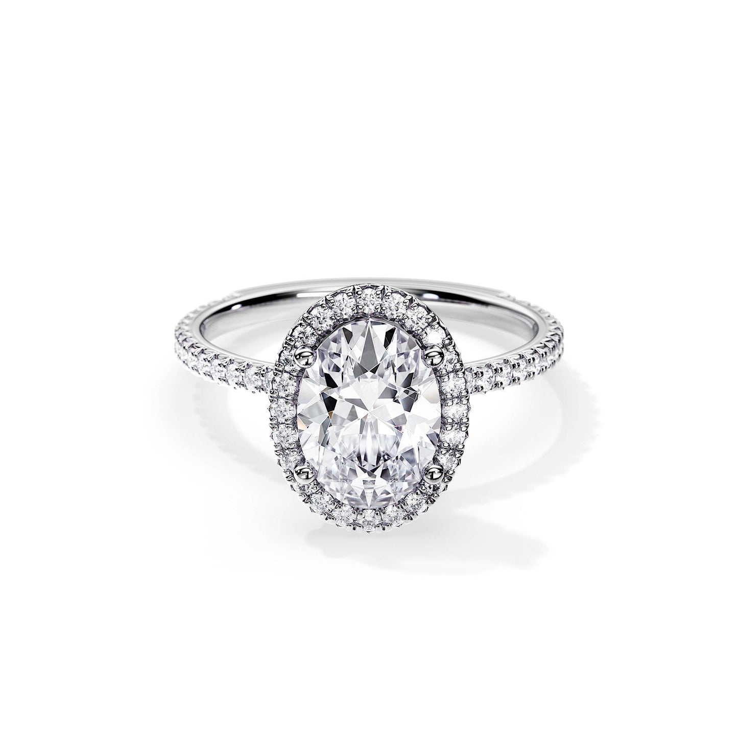 3.0 CT Oval Moissanite Halo & Pave Setting Engagement Ring