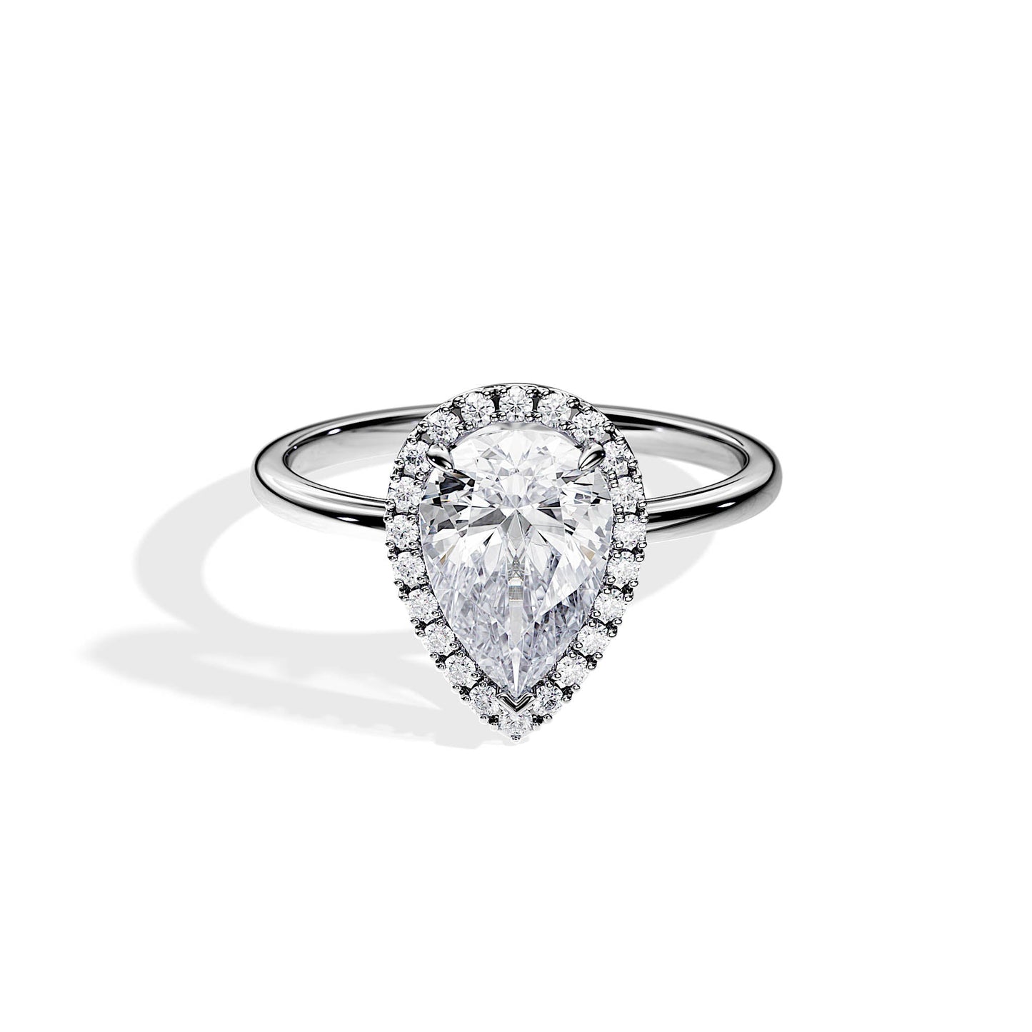 2.10 CT Pear Cut Moissanite Halo Engagement Ring