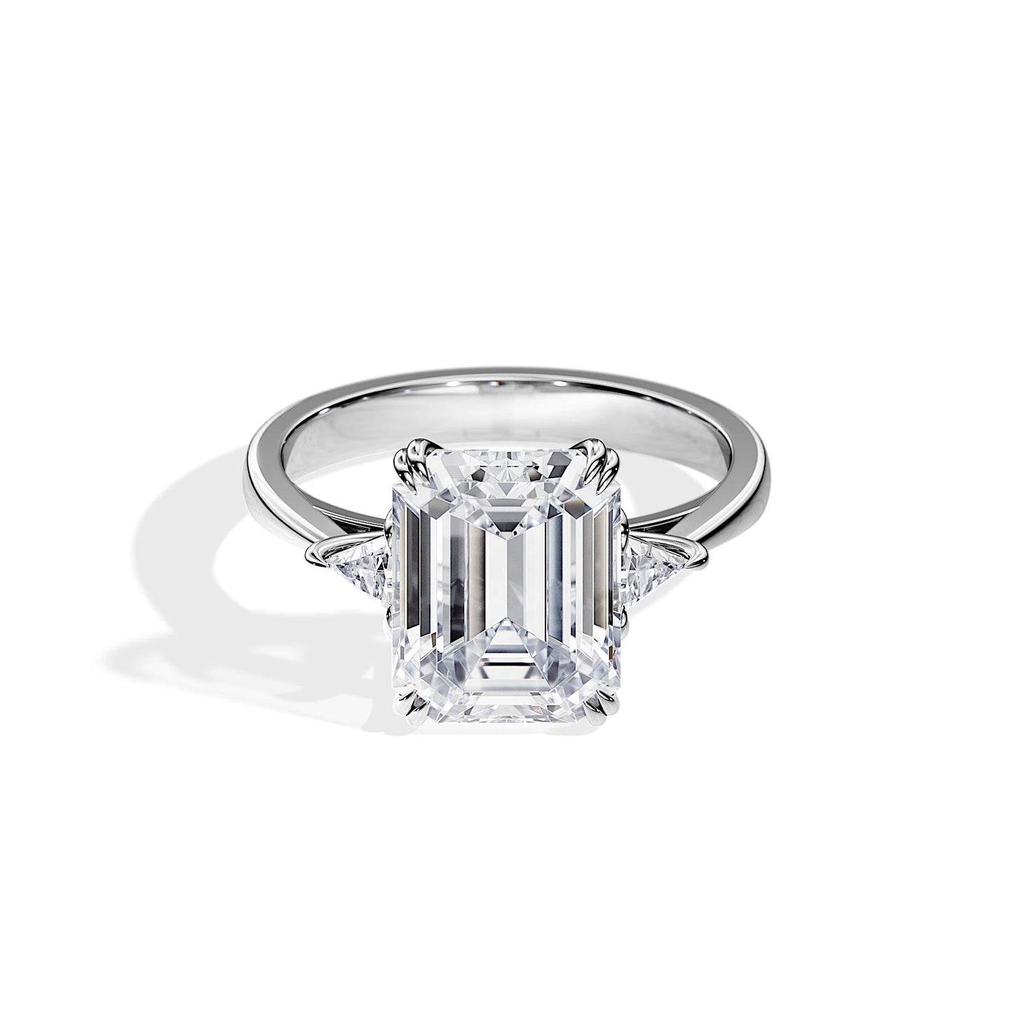 3.50 CT Emerald Cut Three Stone Moissanite Engagement Ring
