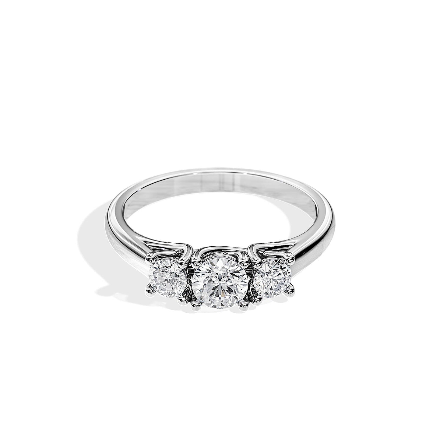 0.50 CT Round Cut Three Stone Moissanite Engagement Ring