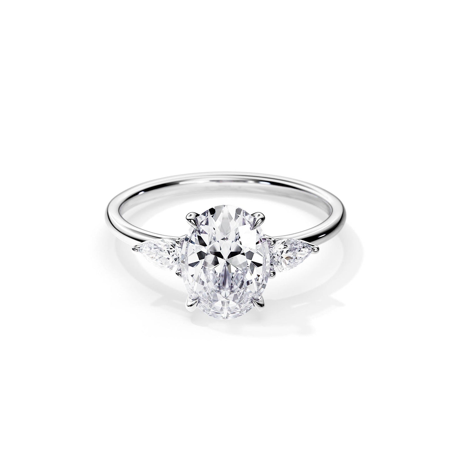 3.0 CT Three Stone Oval Cut Moissanite Engagement Ring