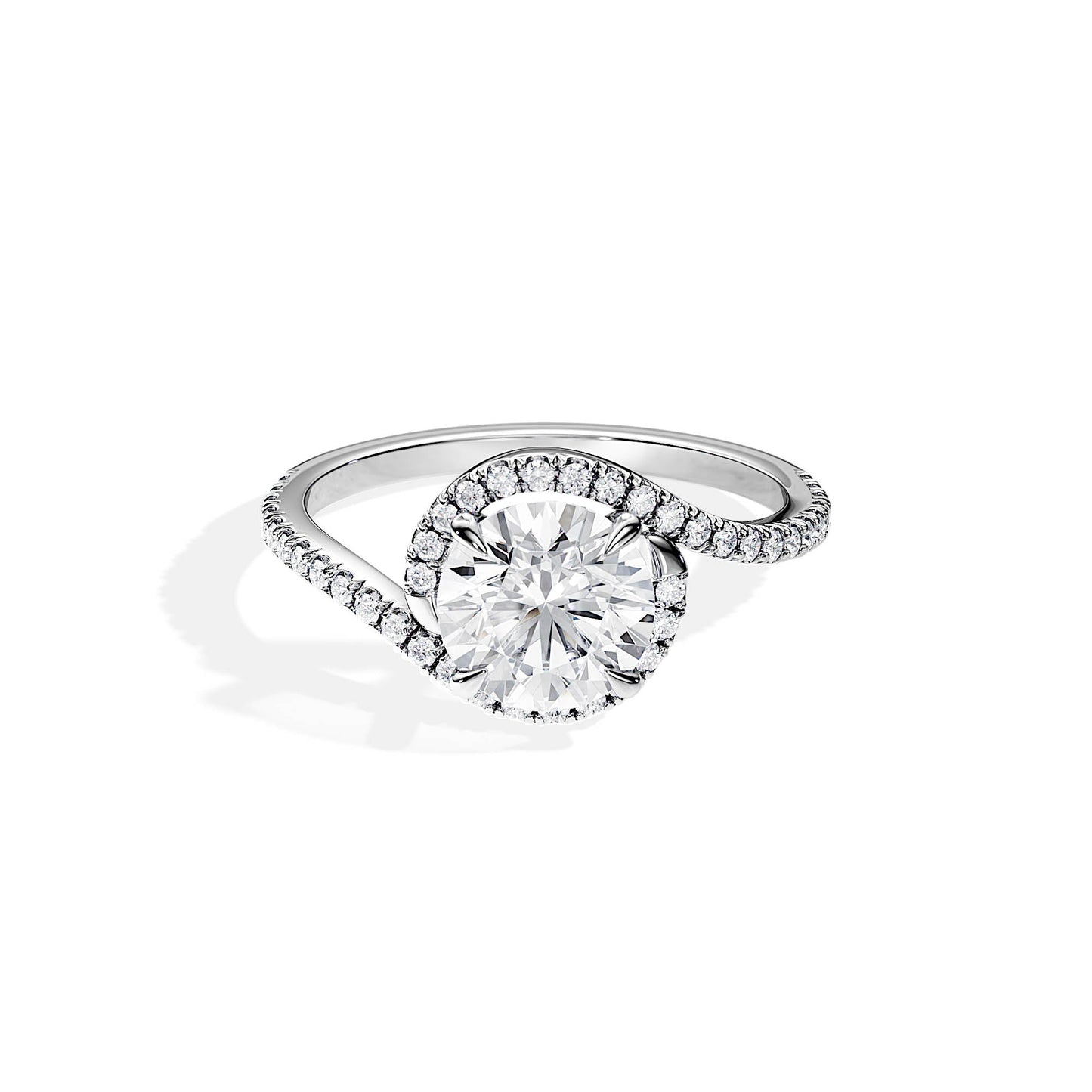 1.50 CT Round Cut Moissanite Bypass Setting Engagement Ring