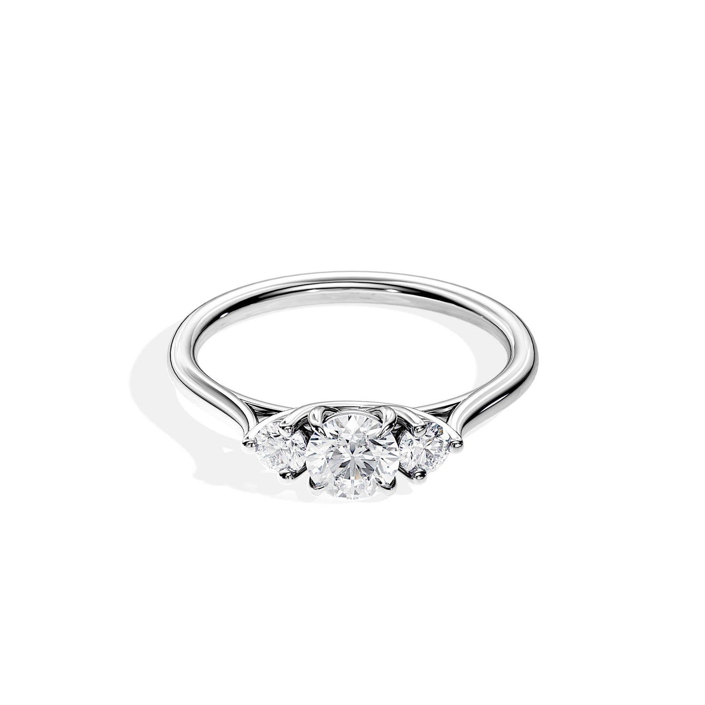 0.50 CT Round Cut Moissanite Three Stone Style Engagement Ring