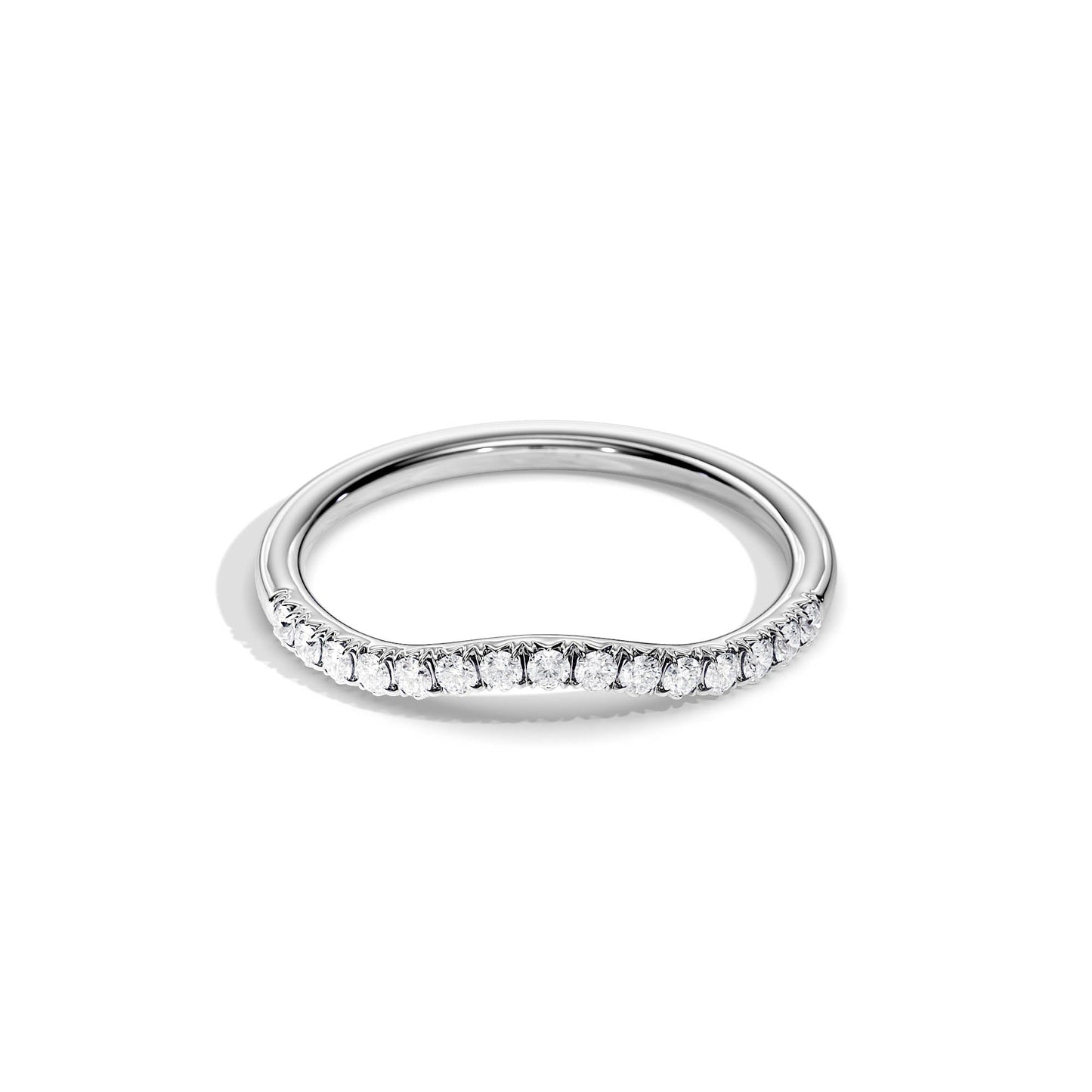 0.15 TCW Round Curved Setting Moissanite Wedding Band