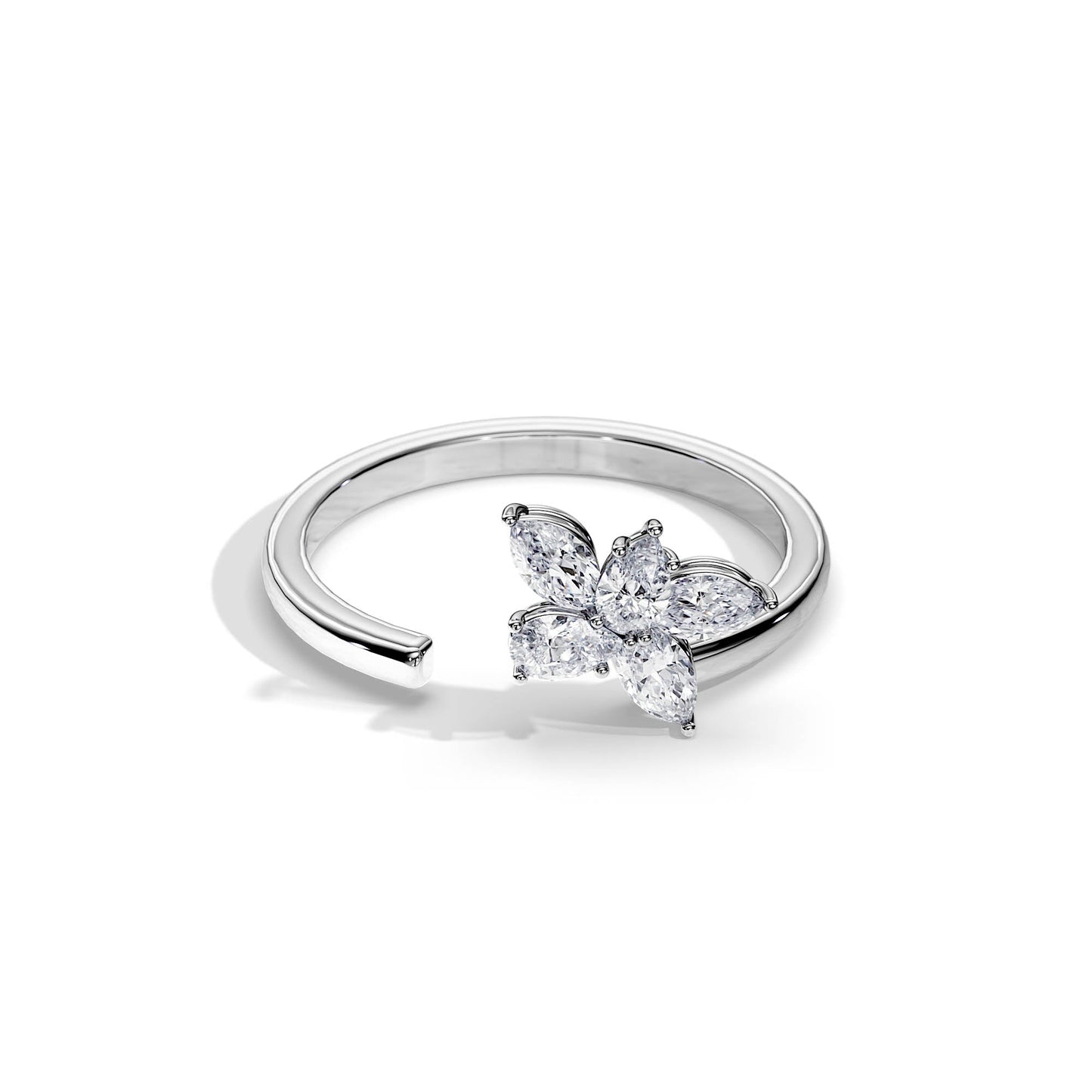 0.75 TCW Marquise / Pear Curved Moissanite Wedding Band