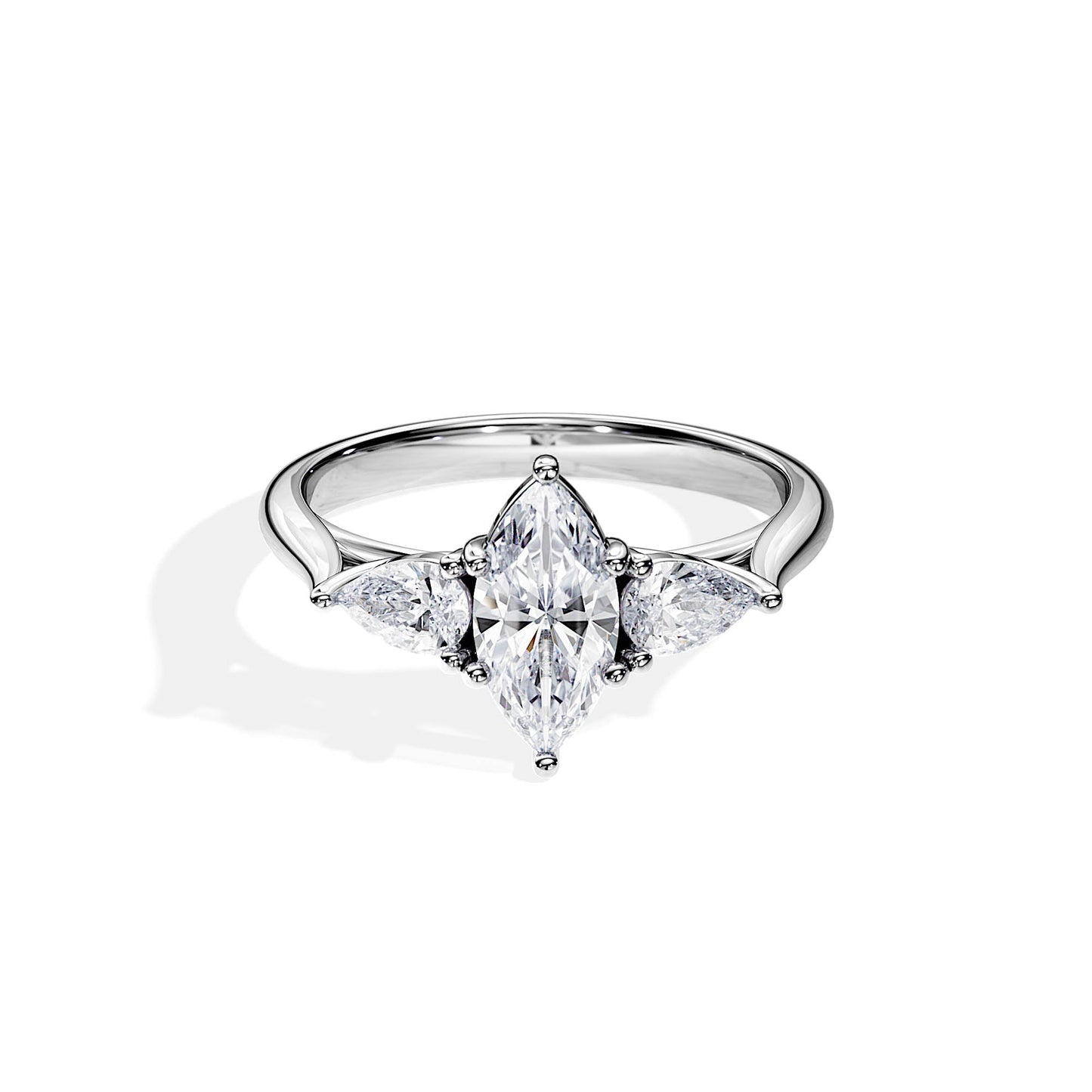 2.0 CT Marquise Cut Moissanite Three Stone Style Engagement Ring