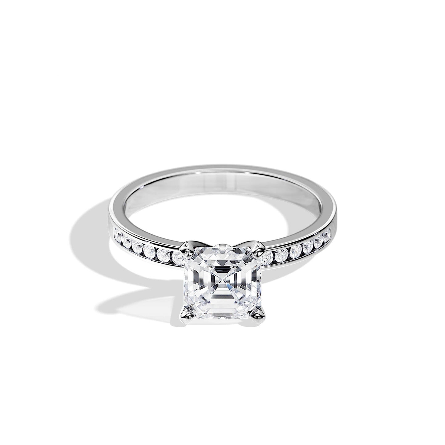 1.30 CT Asscher Cut Moissanite pave setting Engagement Ring