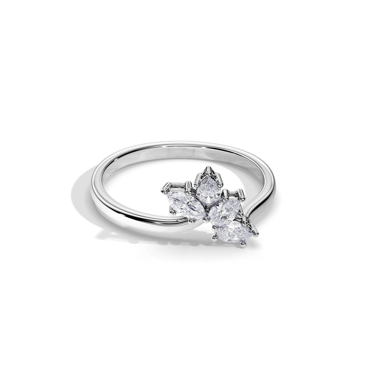 0.65 TCW Pear / Baguette Butterfly Moissanite Wedding Band