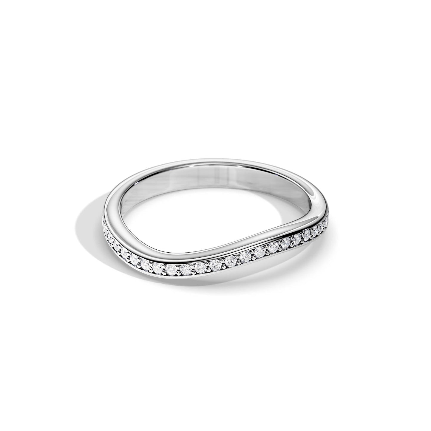 0.15 TCW Round Wave & Pave Moissanite Wedding Band