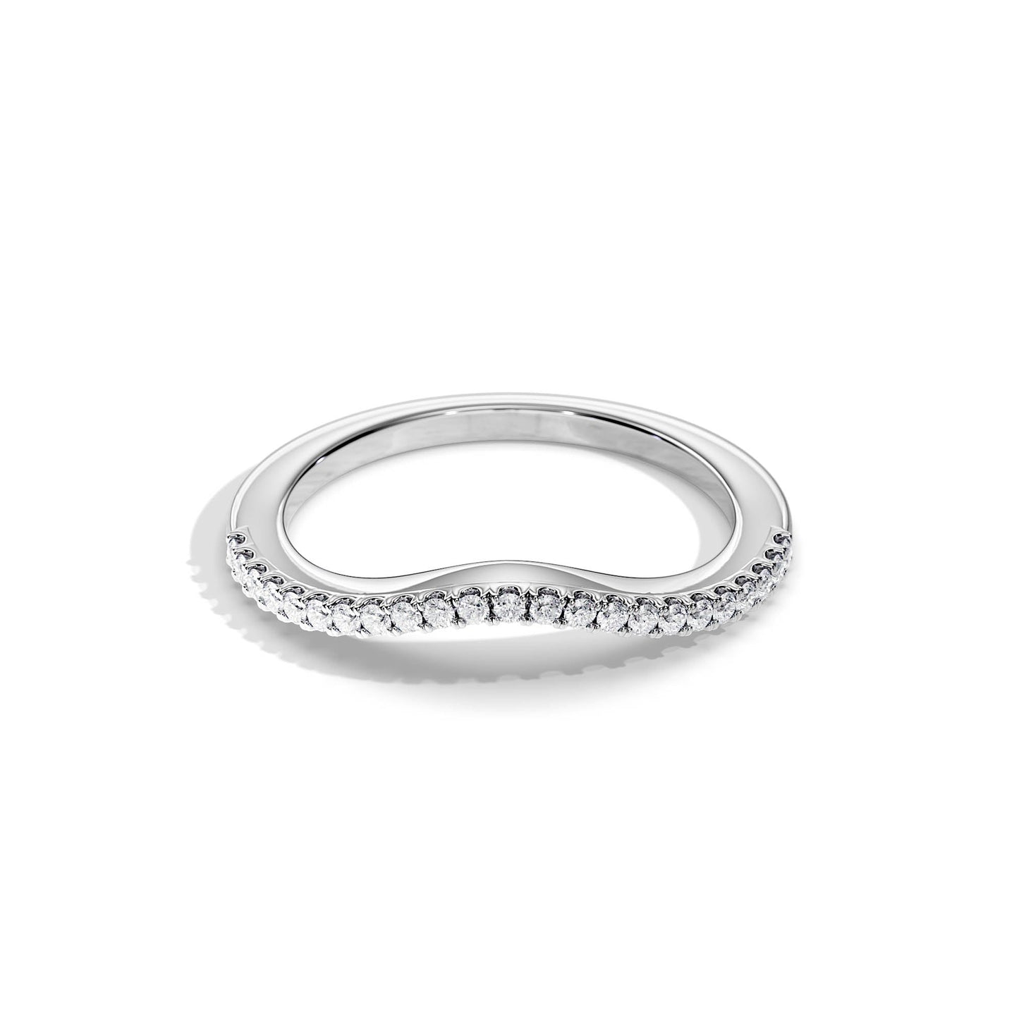 0.20 TCW Round Curved Moissanite Wedding Band