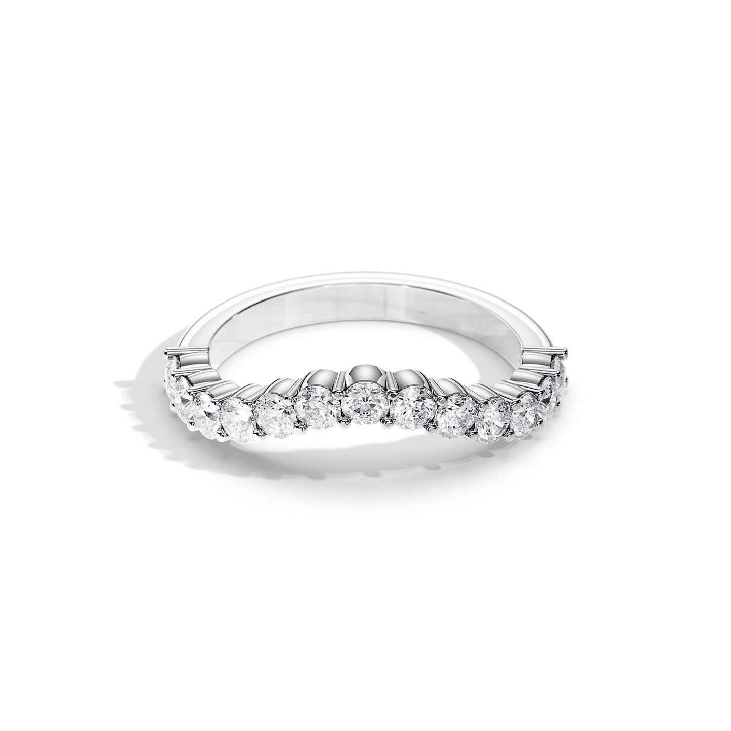 0.8 TCW Round Curved Moissanite Wedding Band