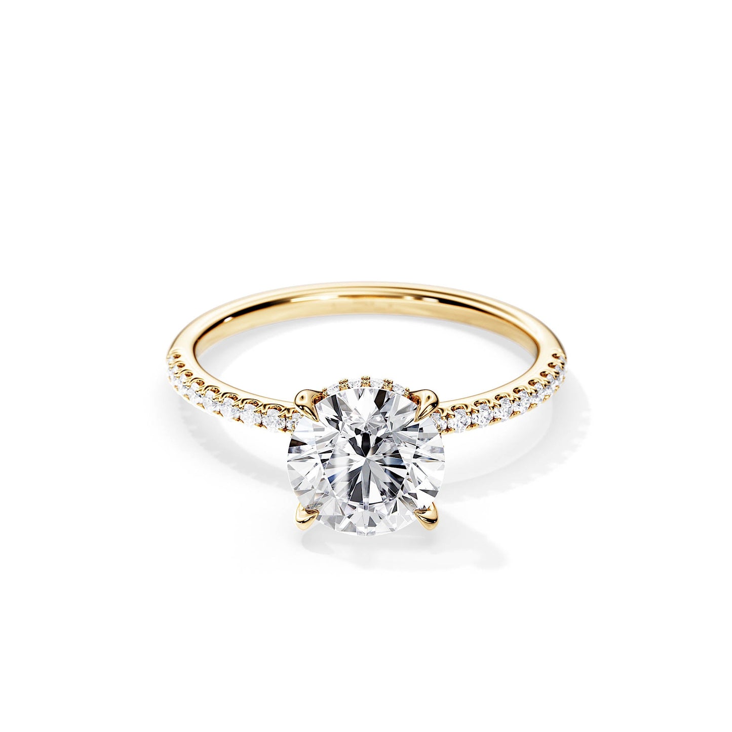 2.0 CT Round Moissanite Hidden Halo & Pave Engagement Ring