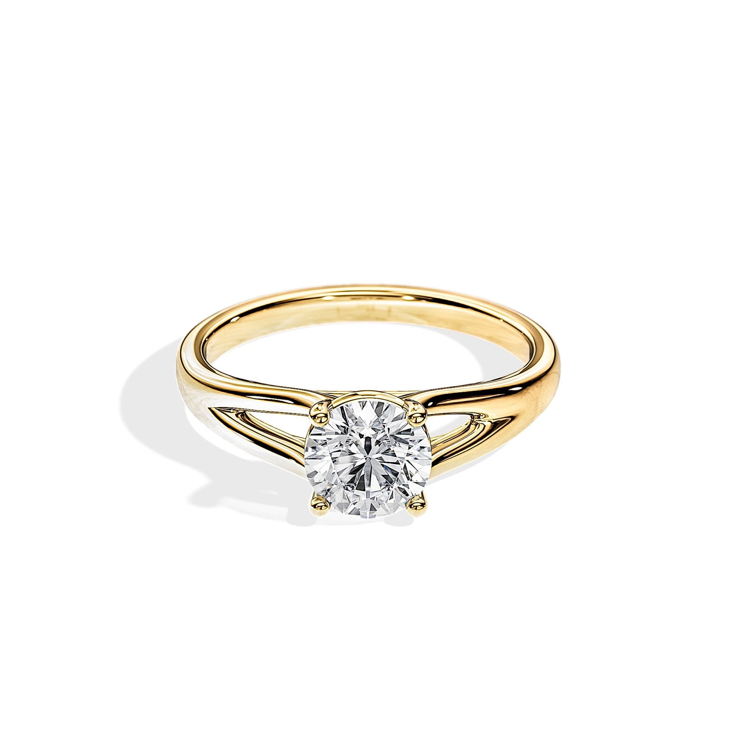 1.0 CT Round Moissanite Split Shank Style Engagement Ring