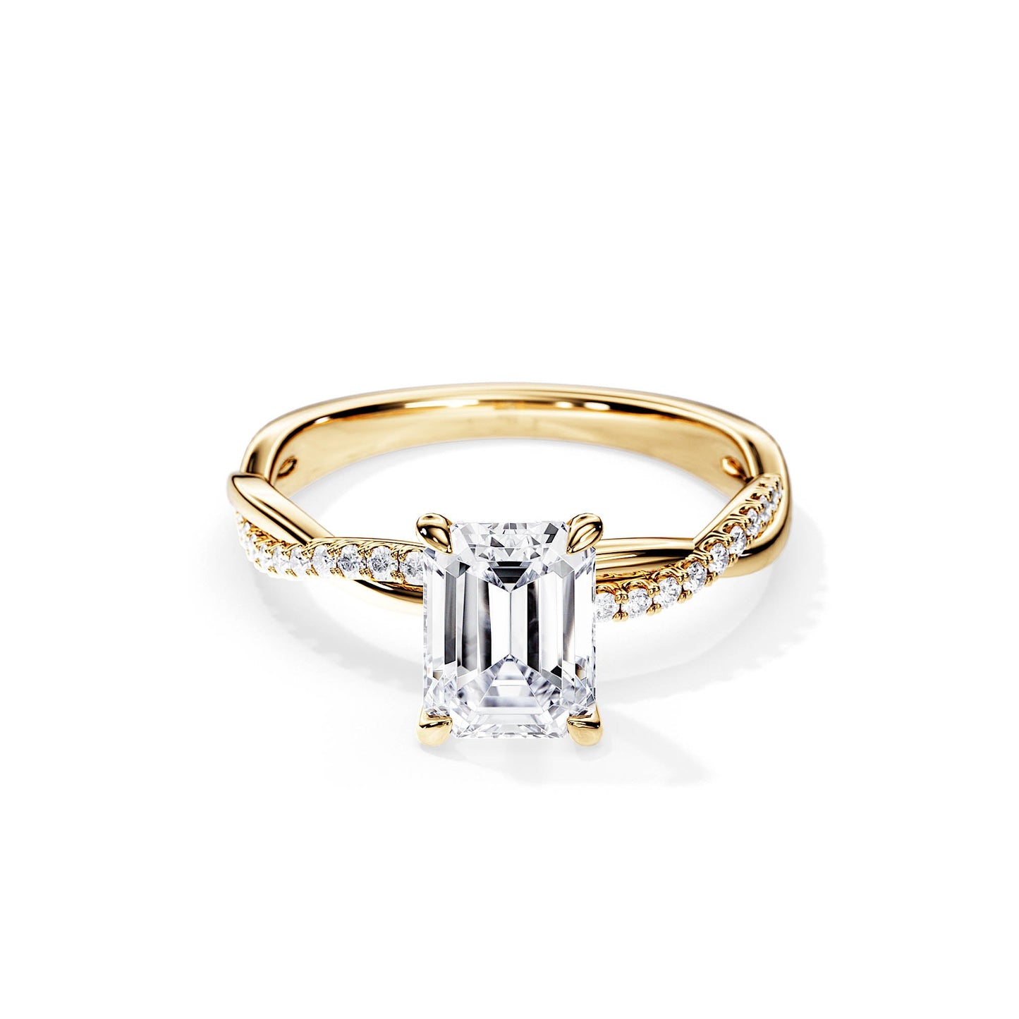 2.50 CT Emerald Cut Moissanite Twisted Engagement Ring