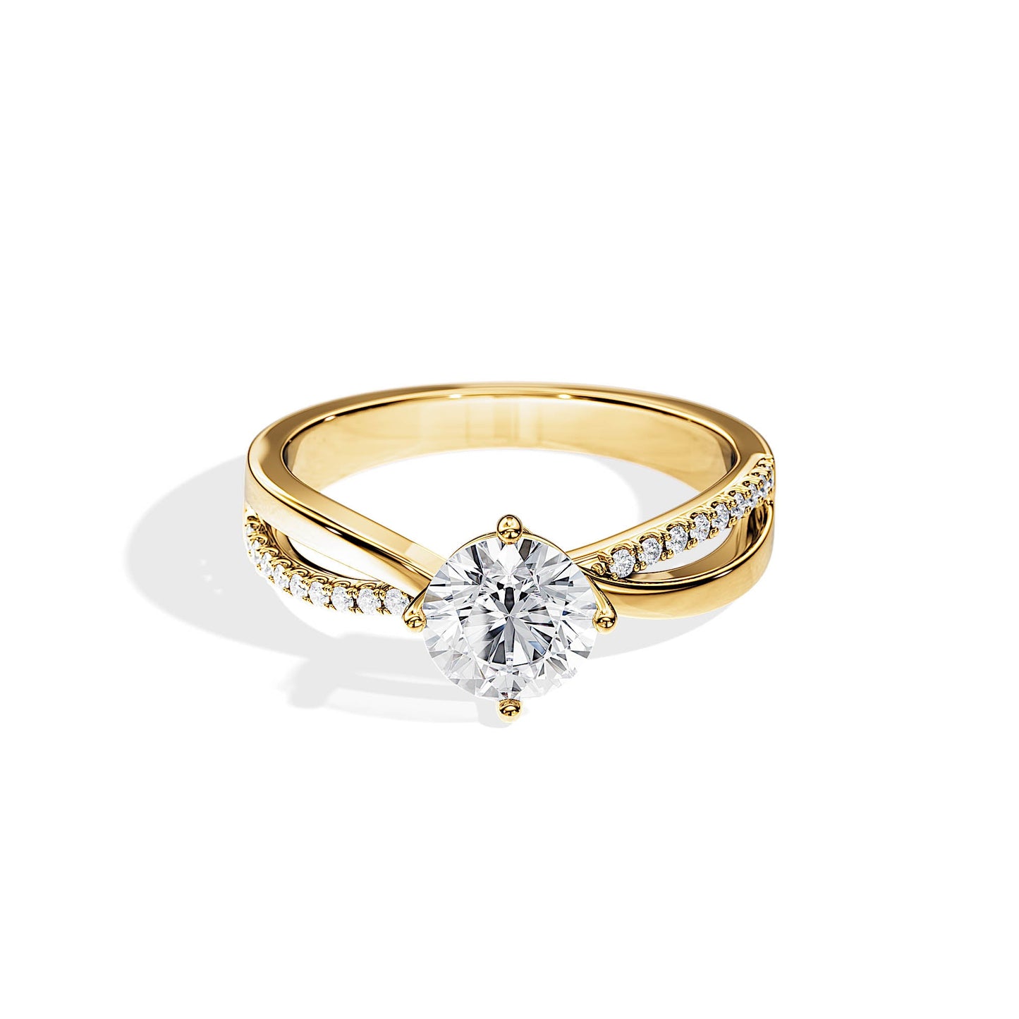 1.0 CT Round Moissanite Split Shank Engagement Ring