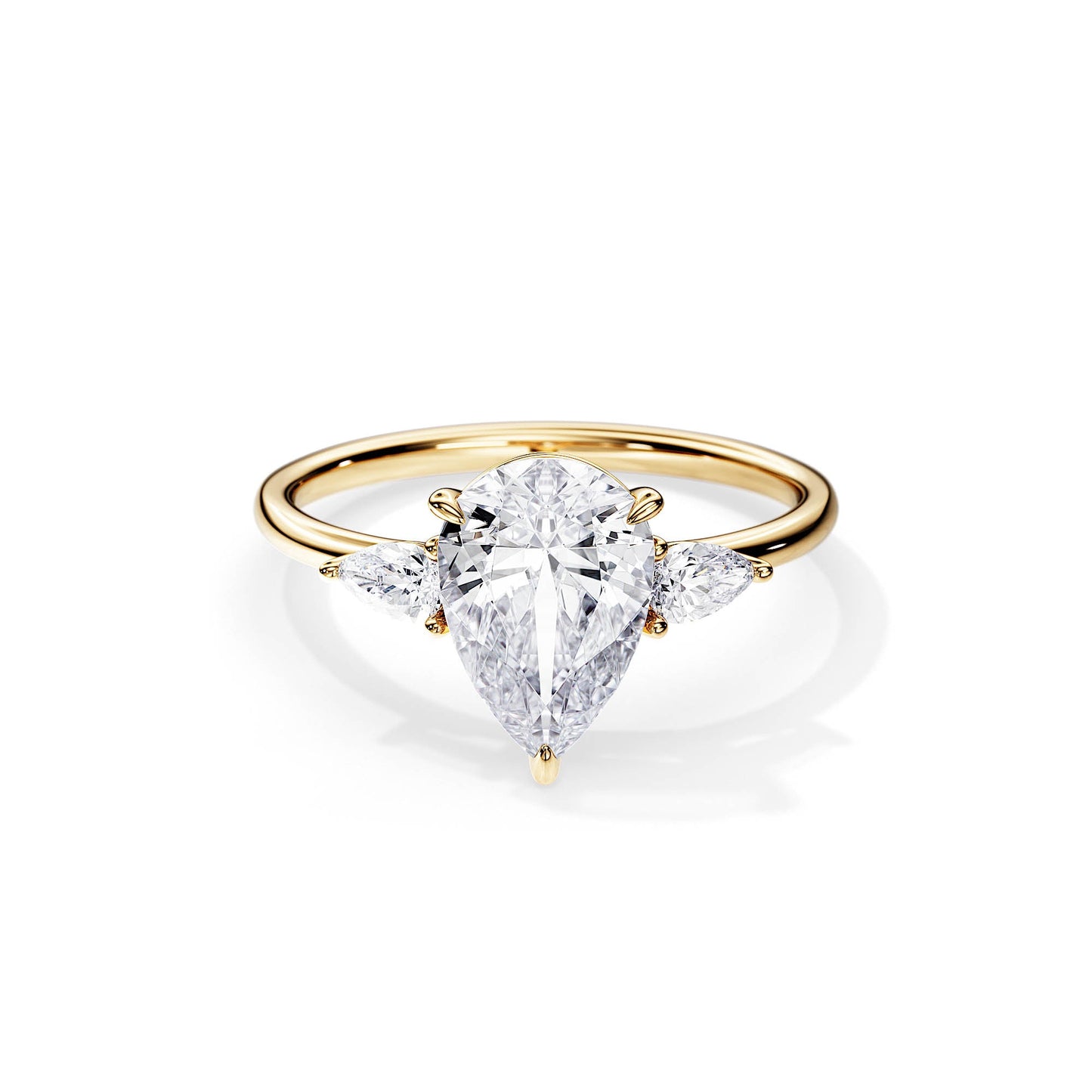 3.0 CT Three Stone Pear Cut Moissanite Engagement Ring