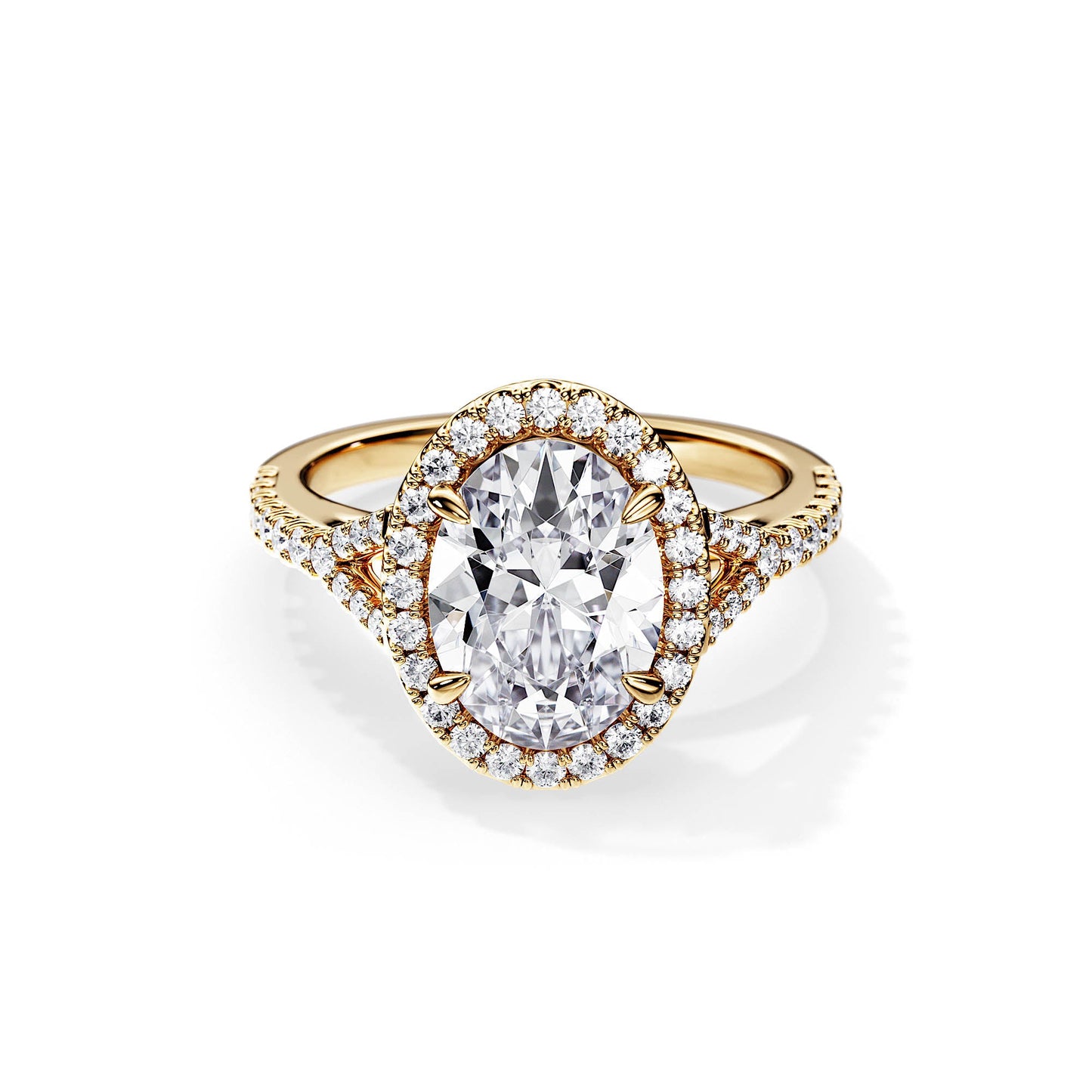 2.10 CT Oval Cut Moissanite Halo & Pave Engagement Ring