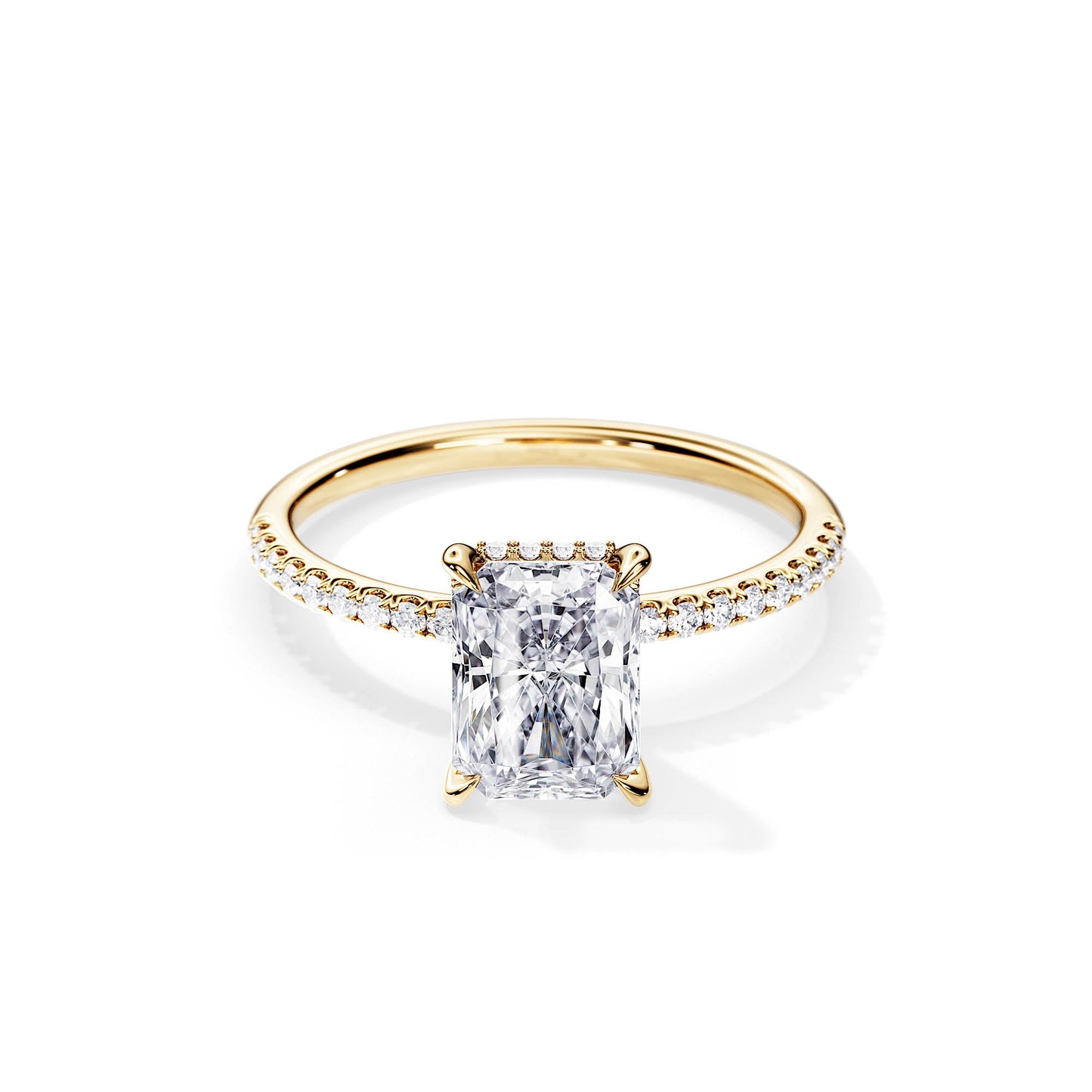 1.80 CT Radiant Cut Moissanite Hidden halo & Pave Engagement Ring