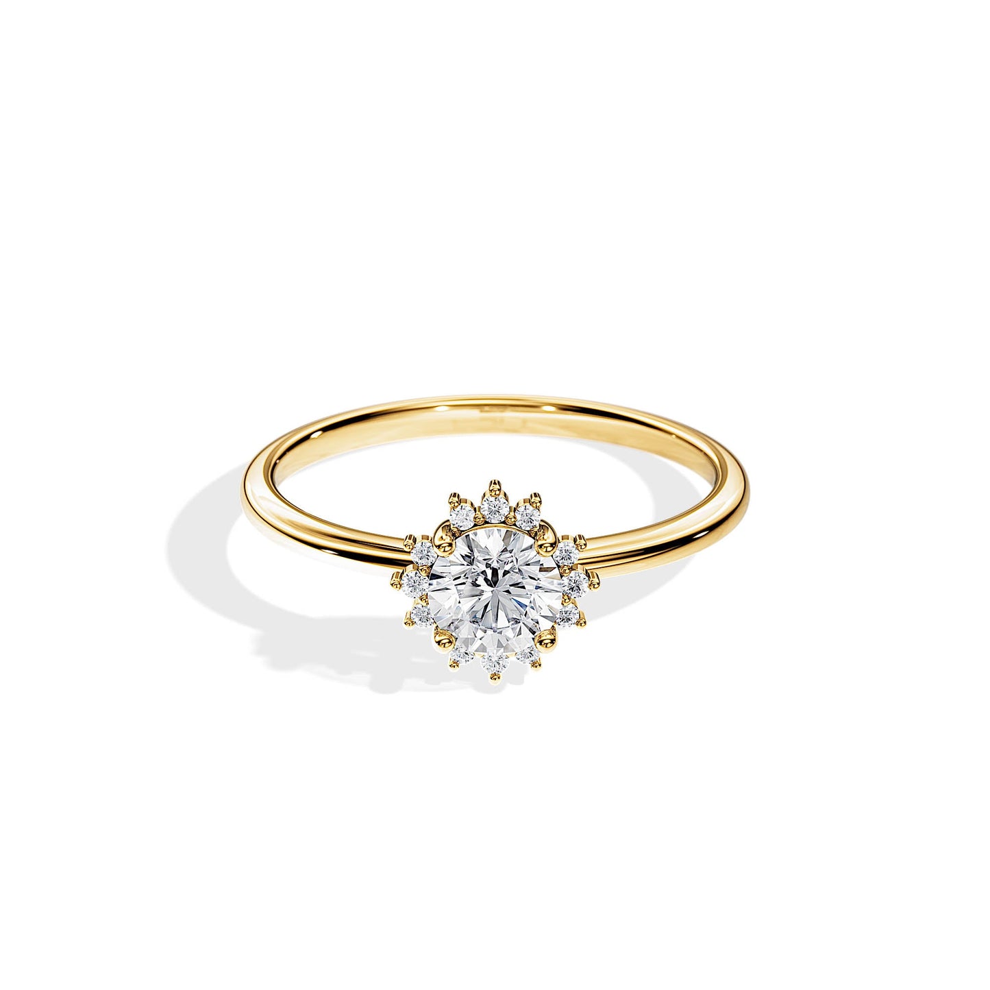 0.50 CT Round Cut Moissanite Halo Style Engagement Ring