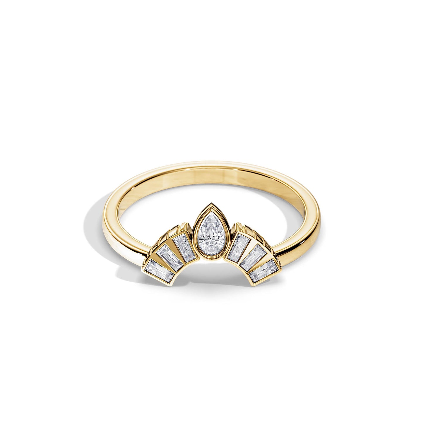 0.35 TCW Pear / Baguette Crown Moissanite Wedding Band