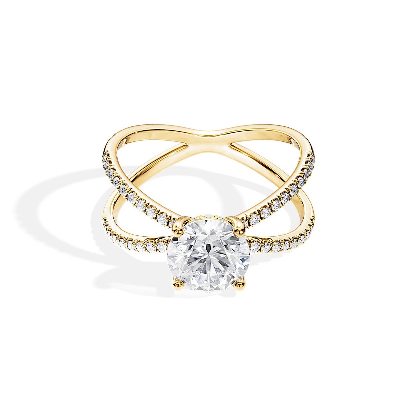 1.50 CT Round Cut Moissanite Criss Cross Engagement Ring