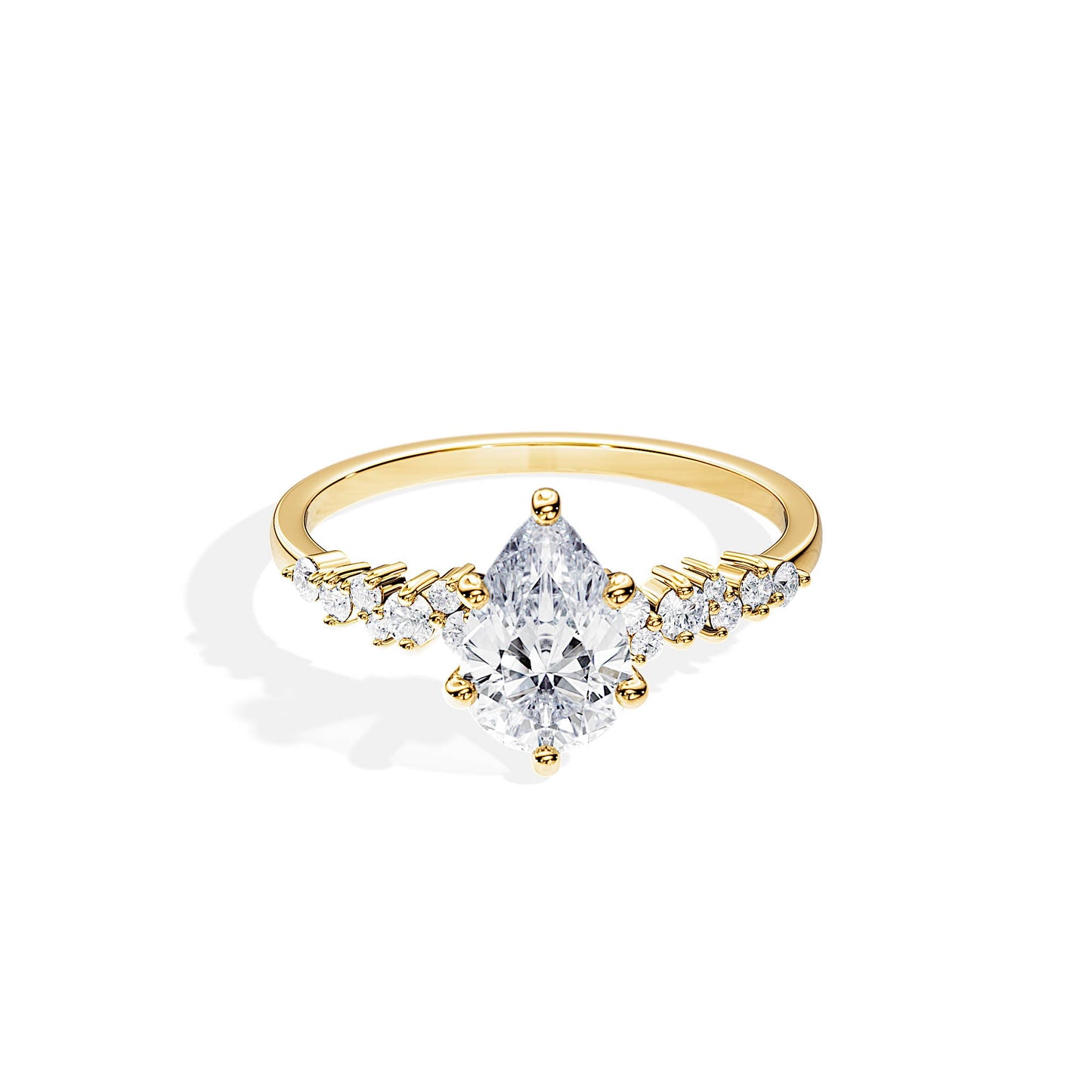 1.50 CT Pear Cut Moissanite Cluster Engagement Ring