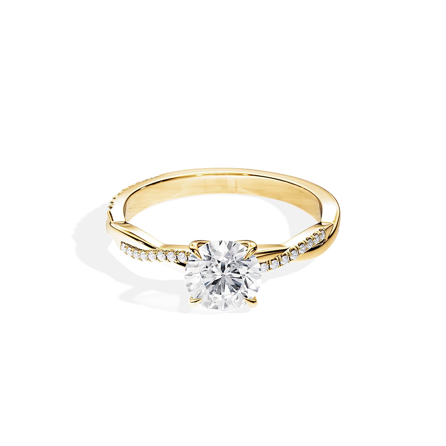 1.0 CT Round Cut Moissanite Twisted Pave Engagement Ring