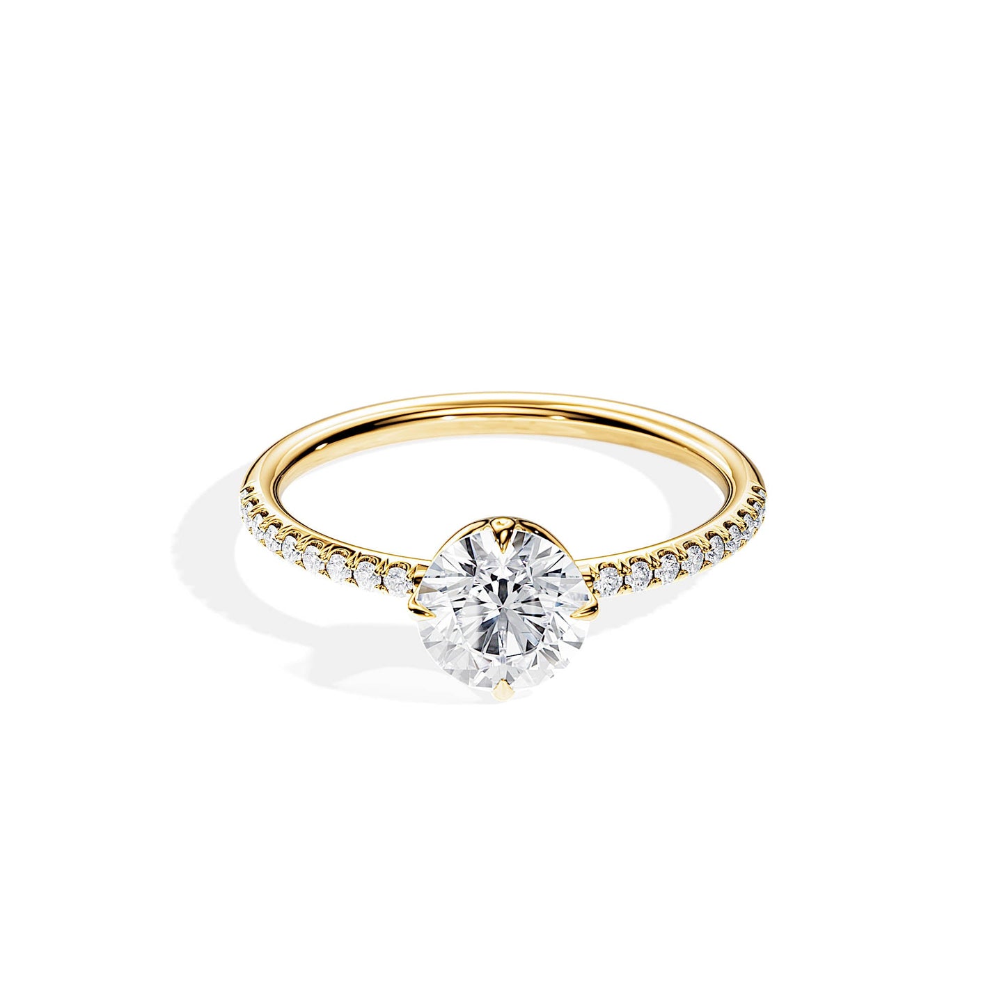 1.0 CT Round Cut Pave Setting Moissanite Engagement Ring