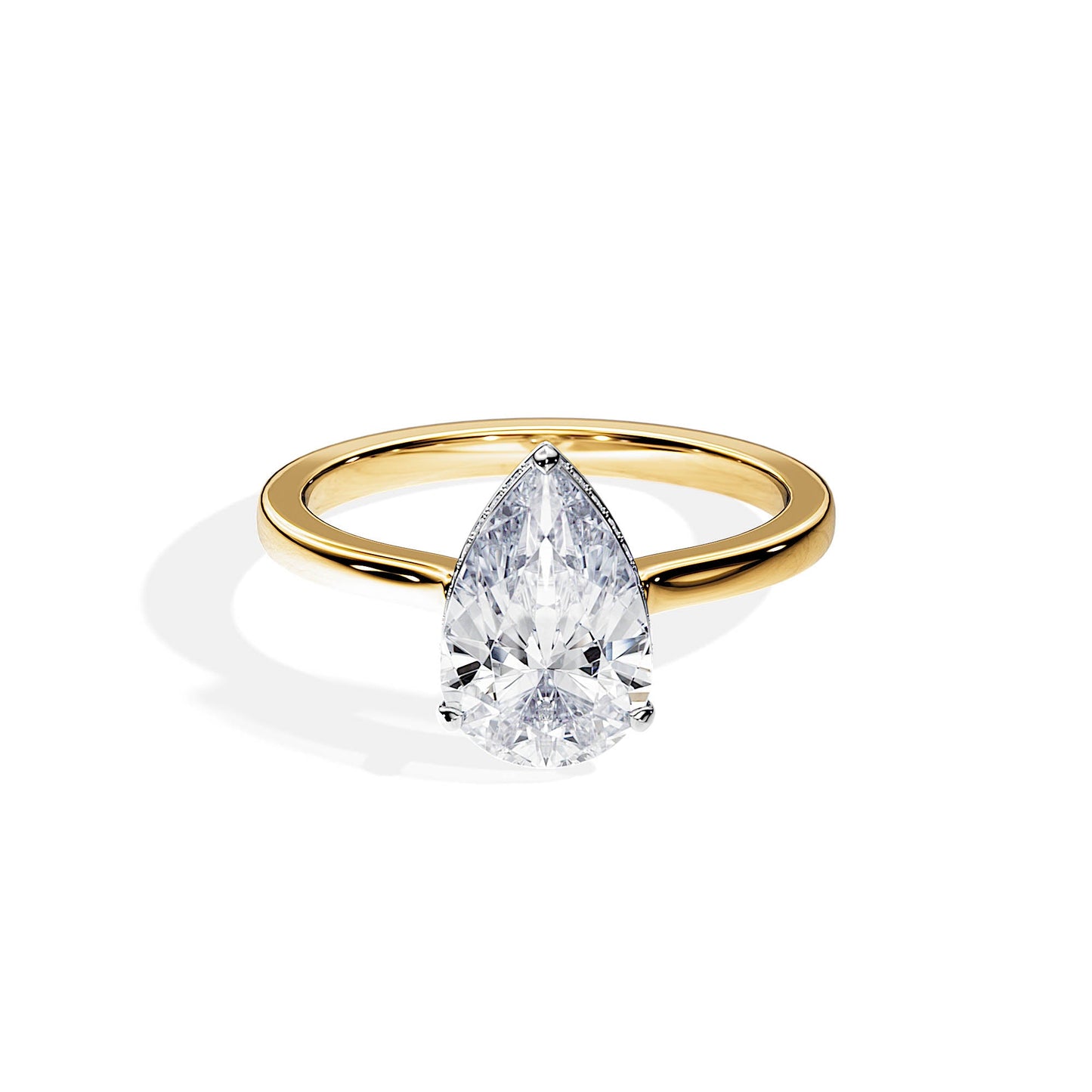 2.10 CT Pear Moissanite Hidden Halo Engagement Ring