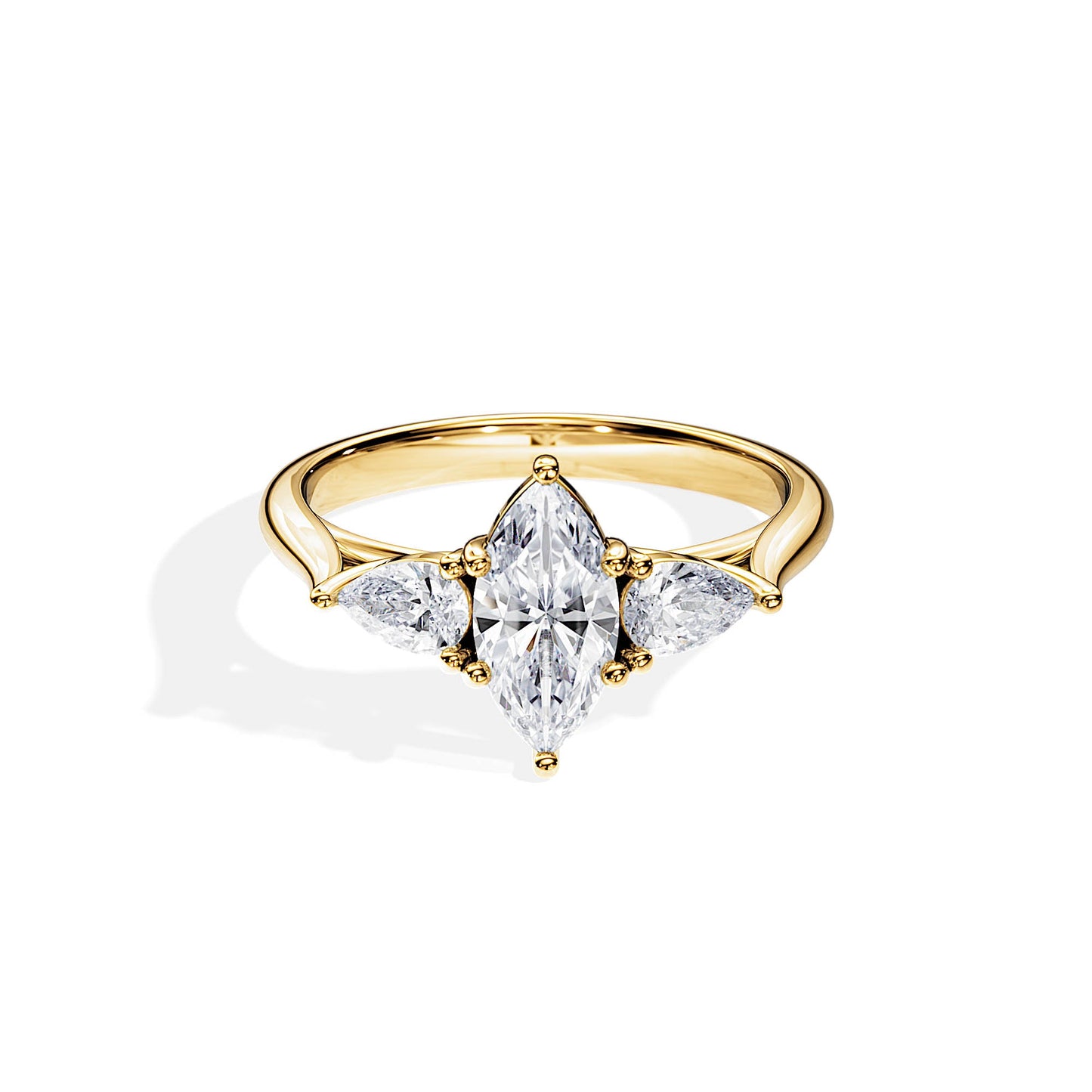 2.0 CT Marquise Cut Moissanite Three Stone Style Engagement Ring
