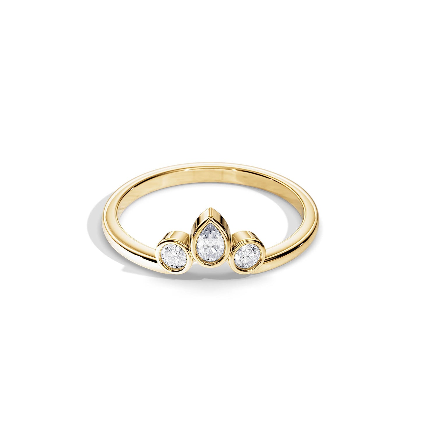 0.40 TCW Round & Pear Three Stone Moissanite Wedding Band