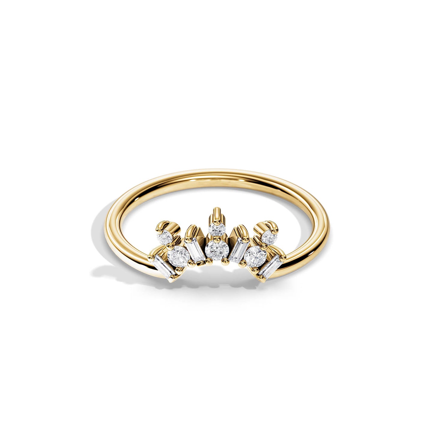 0.33 TCW Baguette/ Round Curved Wedding Band