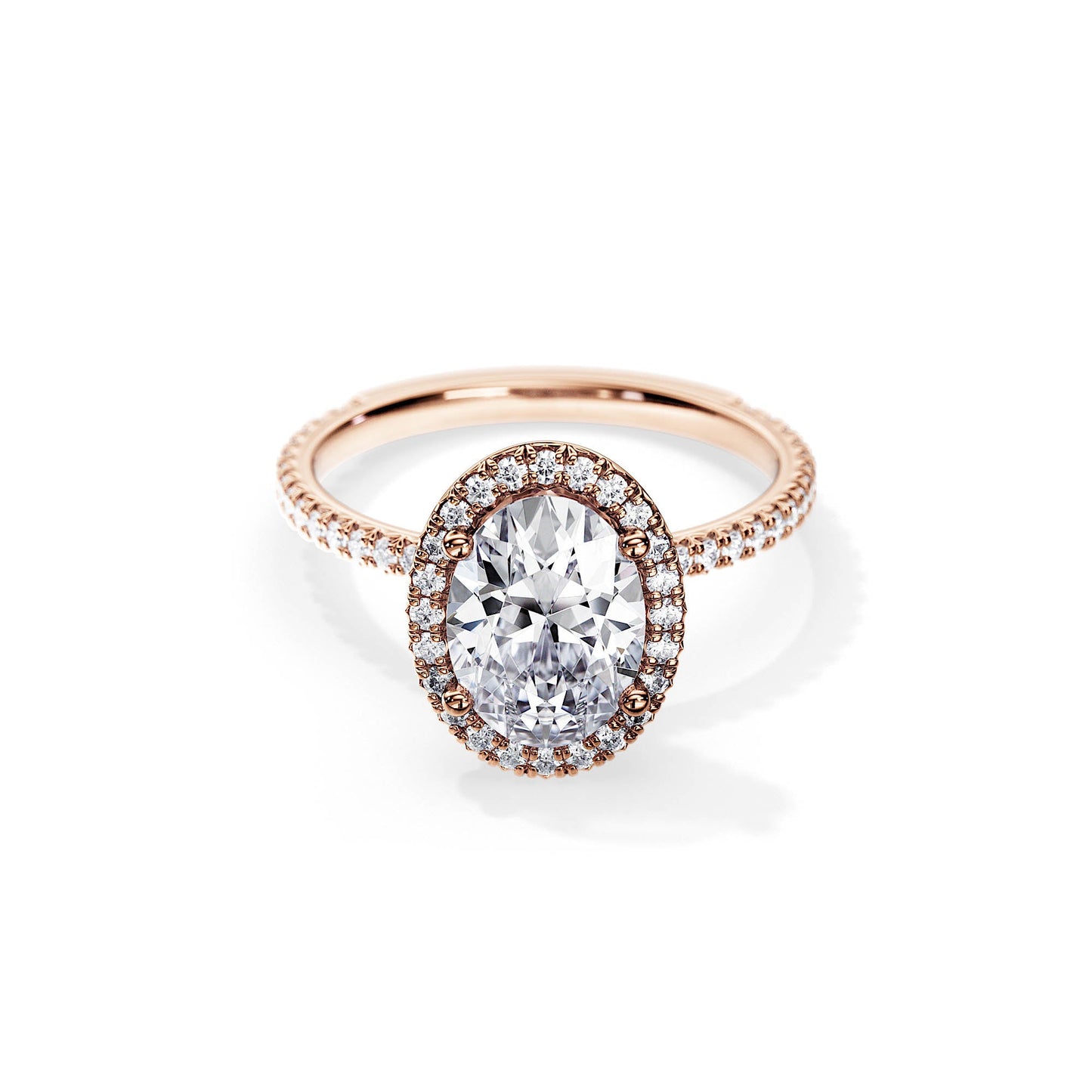 3.0 CT Oval Moissanite Halo & Pave Setting Engagement Ring