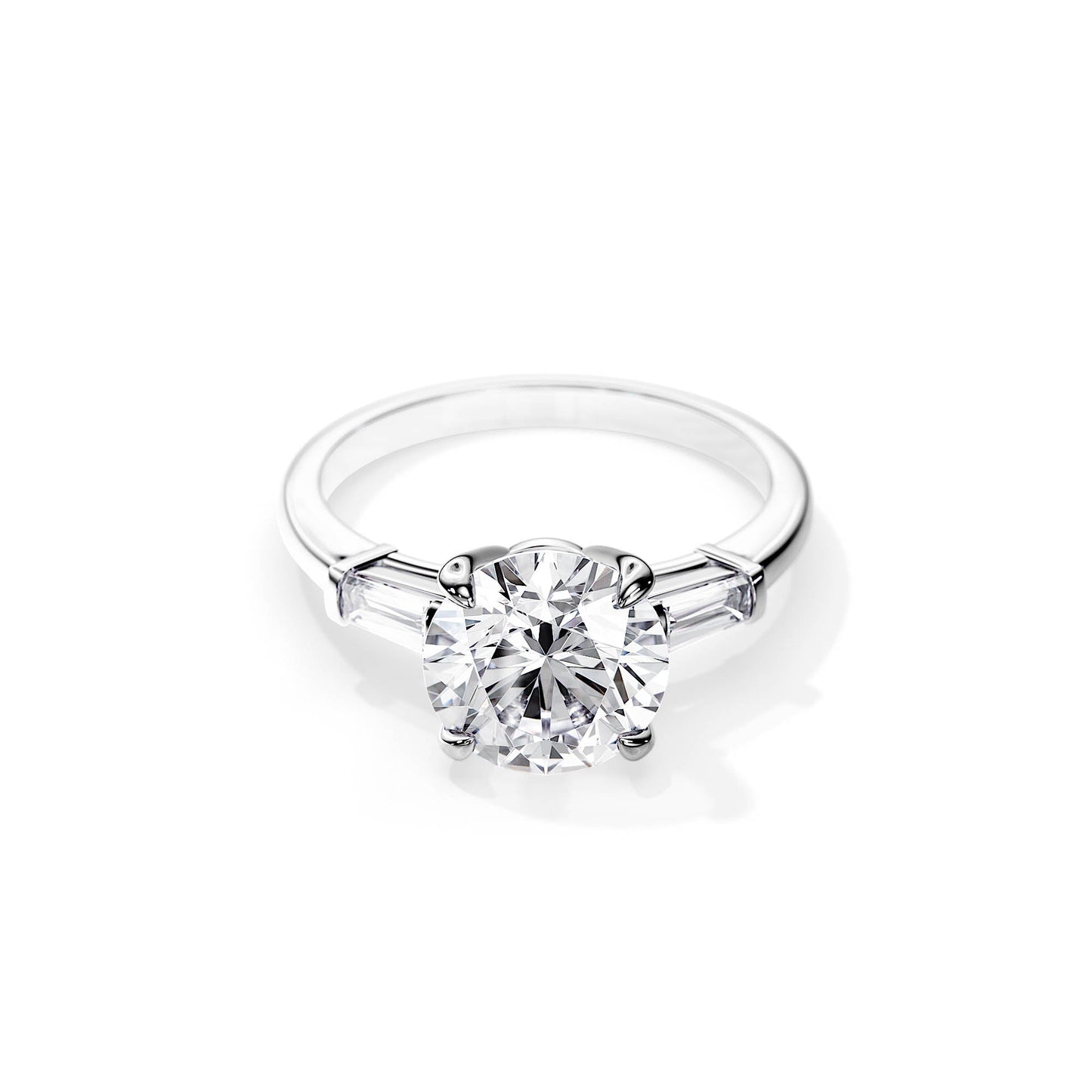 4.0 CT Three Stone Round Cut Moissanite Engagement Ring