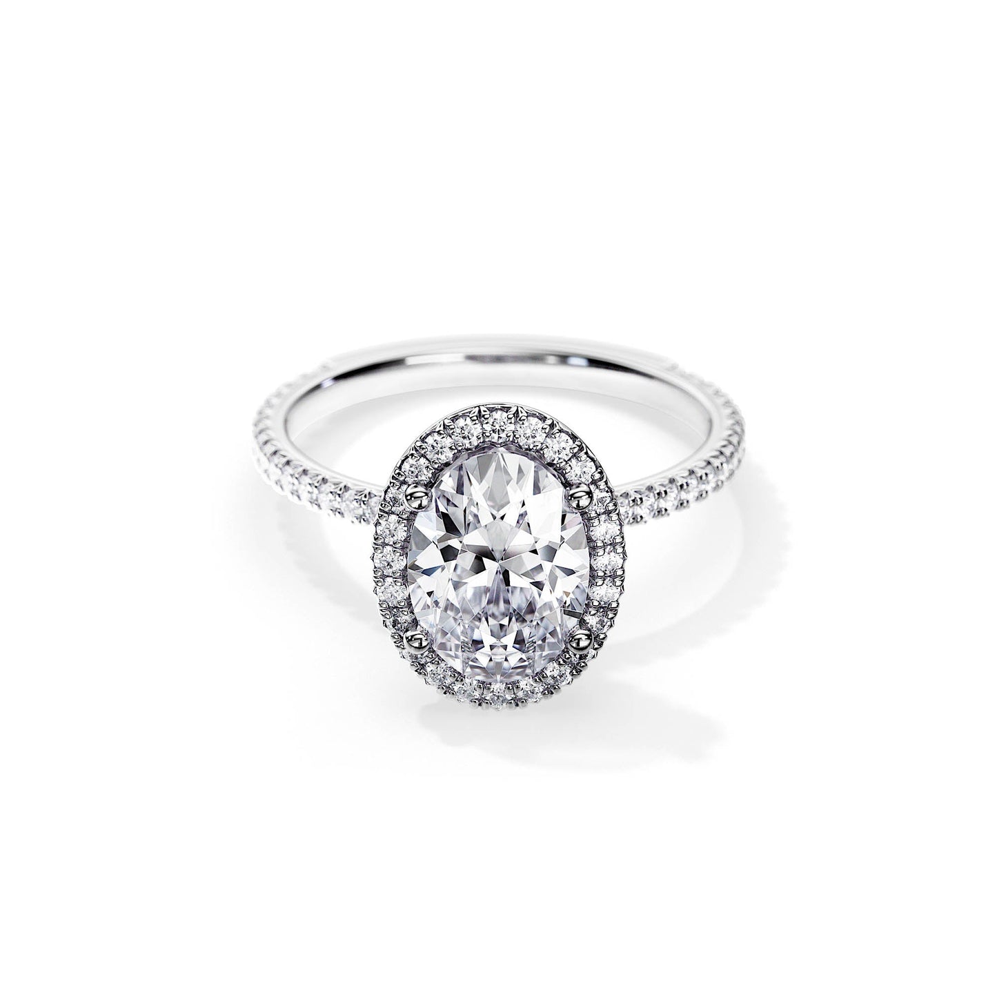3.0 CT Oval Moissanite Halo & Pave Setting Engagement Ring