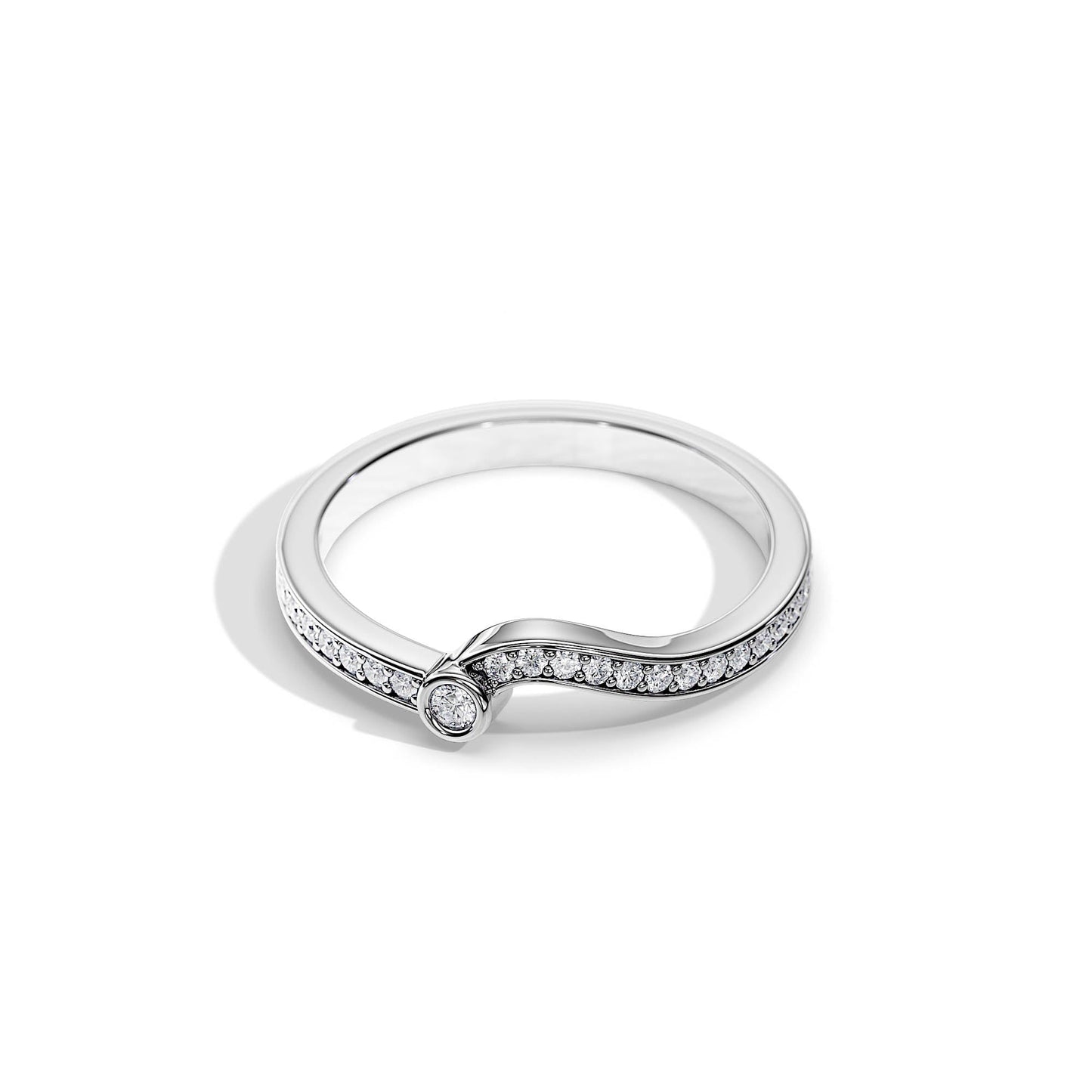 0.20 TCW Round Wave Pave Moissanite Wedding Band