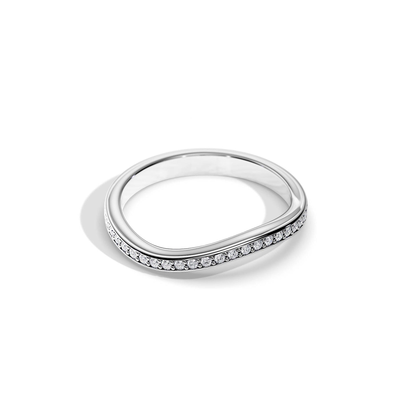 0.15 TCW Round Wave & Pave Moissanite Wedding Band