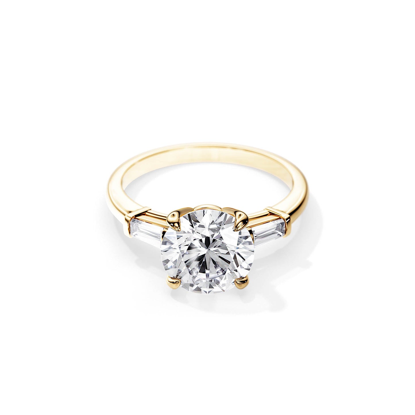 4.0 CT Three Stone Round Cut Moissanite Engagement Ring