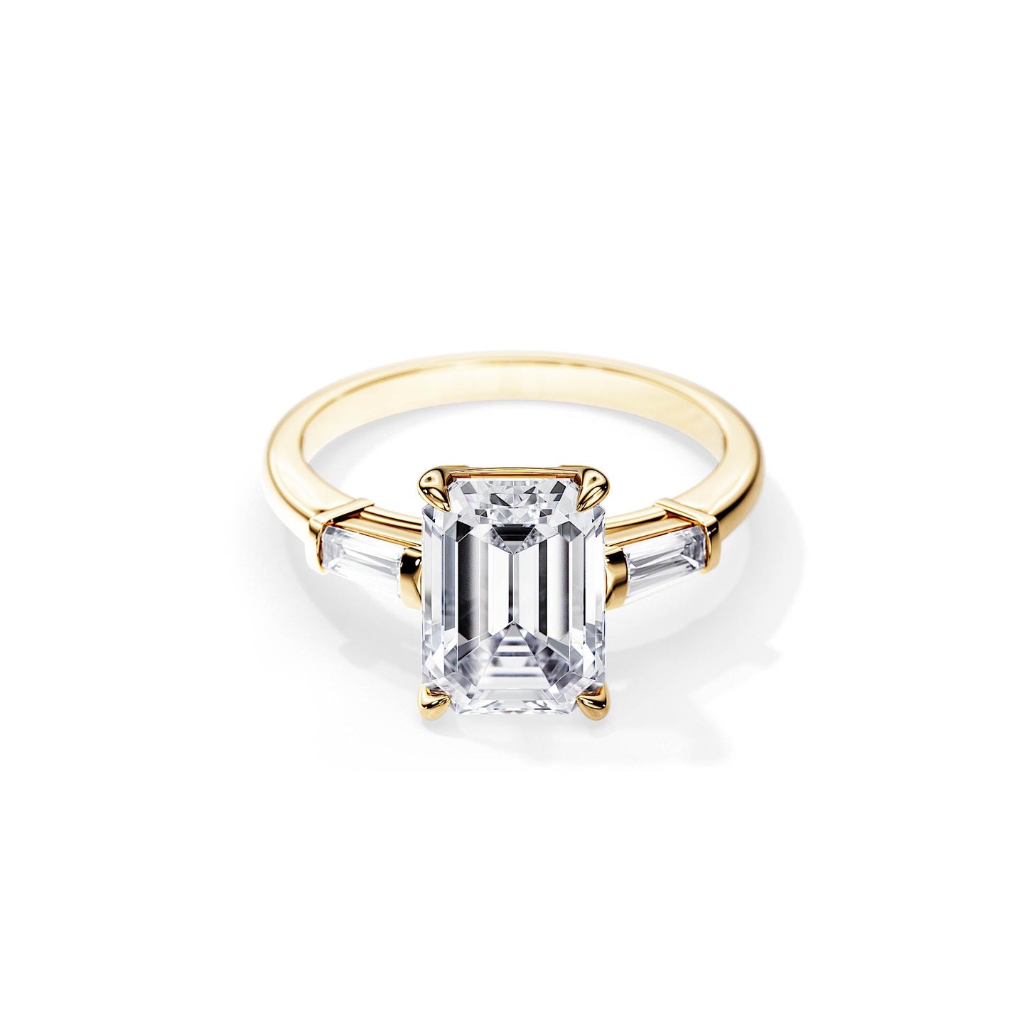 3.50 CT Three Stone Emerald Cut Moissanite Engagement Ring