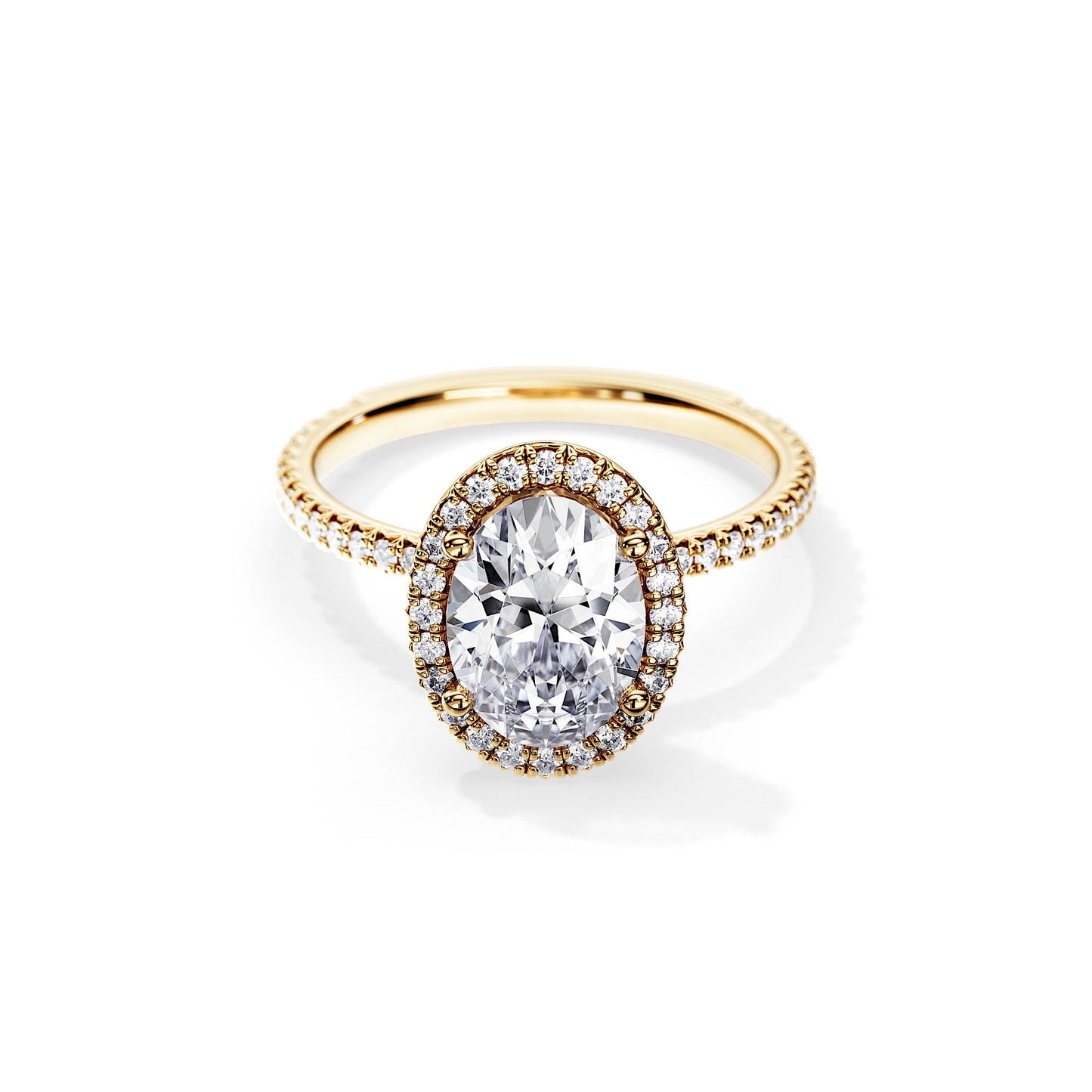 3.0 CT Oval Moissanite Halo & Pave Setting Engagement Ring