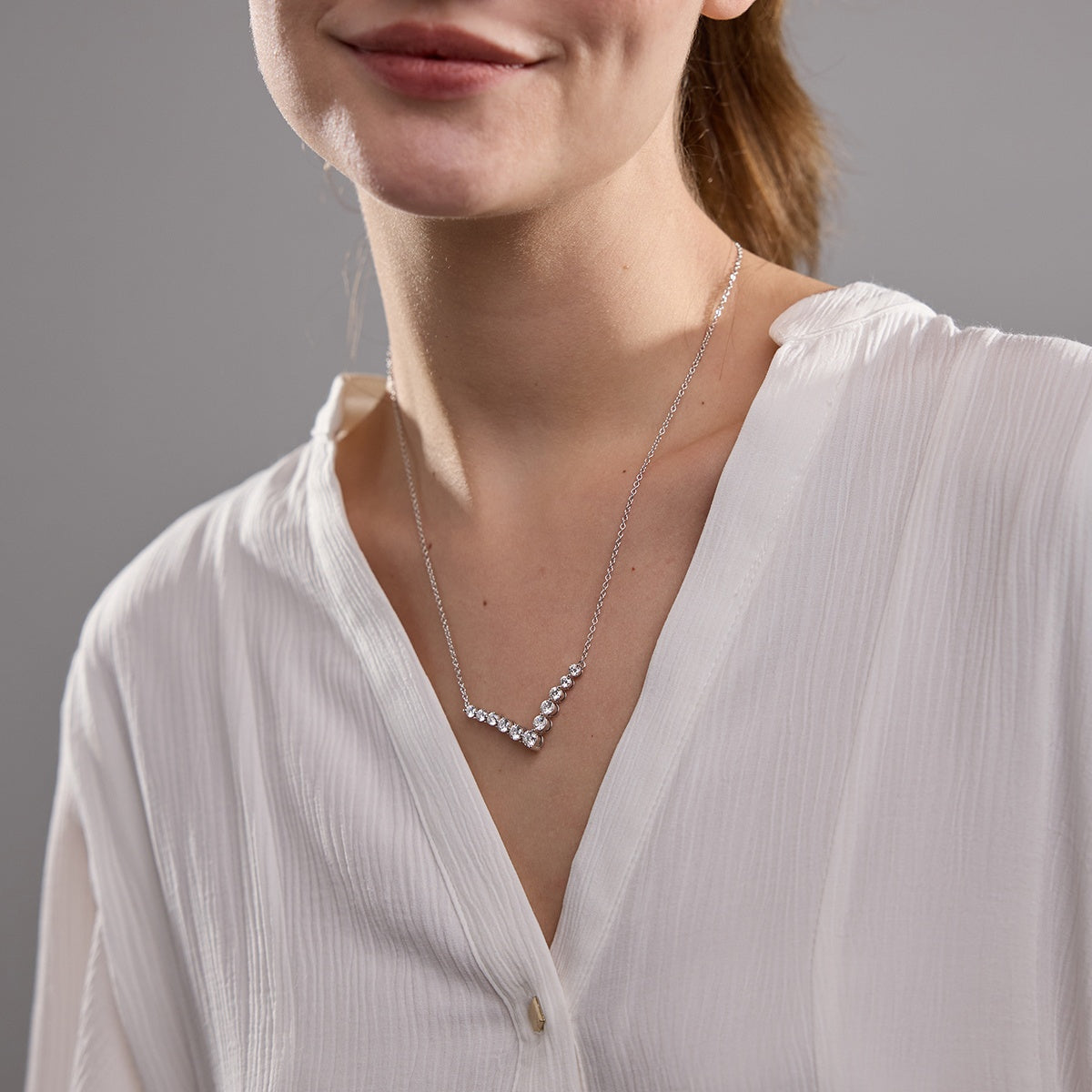 2.15 TCW Round Moissanite Diamond Chevron Style Necklace - farrellouise